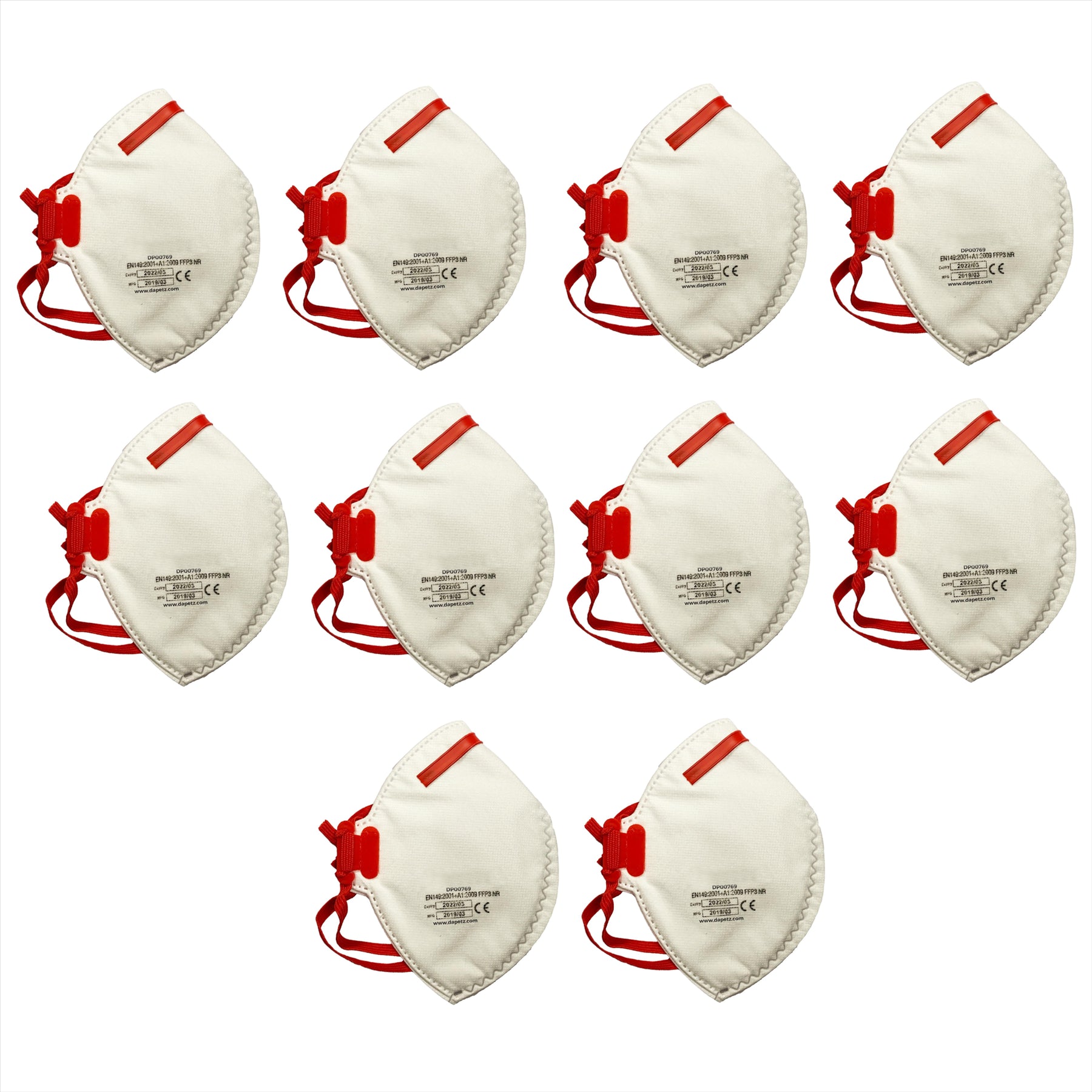 10Pc Face Mask Respirator Valved FFP3 by Dapetz