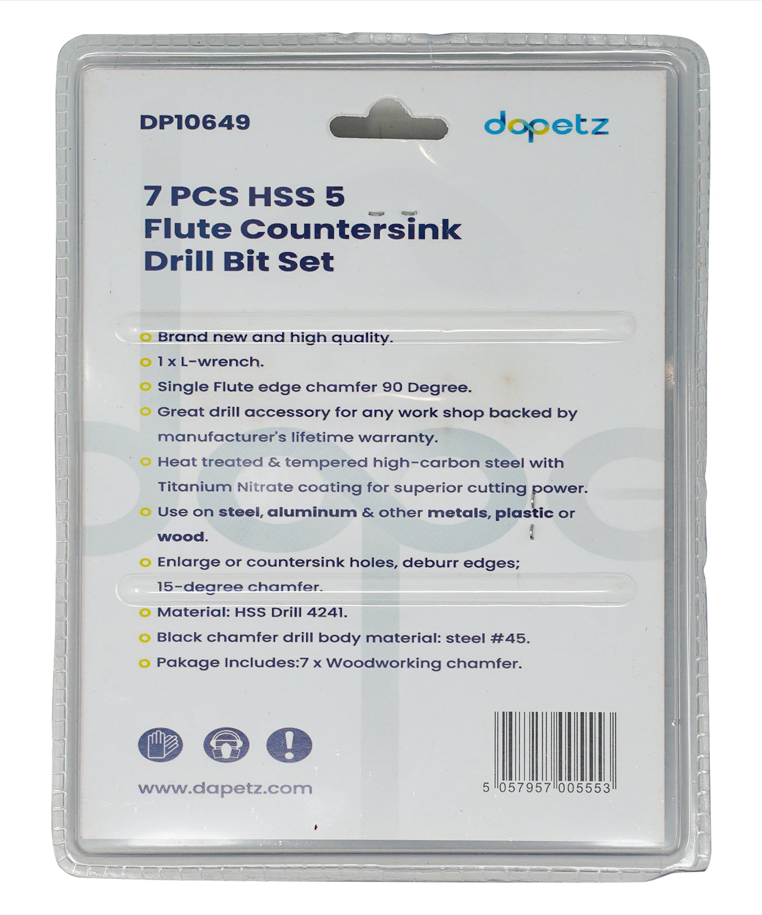 Drill Bit HSS 5-Flute 3 4 5 6 7 8 10mm 7PCS Dapetz