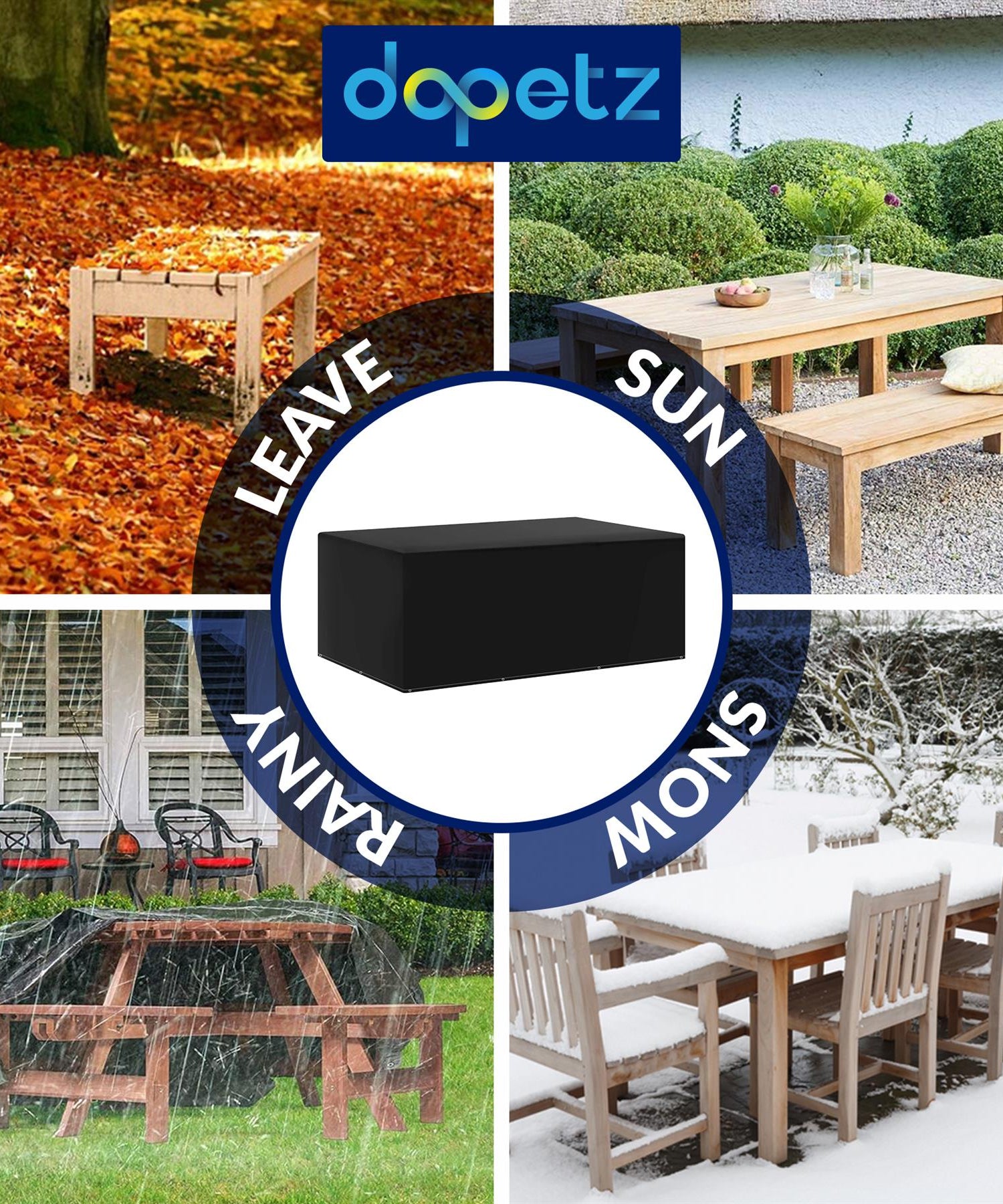 Waterproof Patio Heavy Duty Rectangle 420D Polyester Table By Dapetz