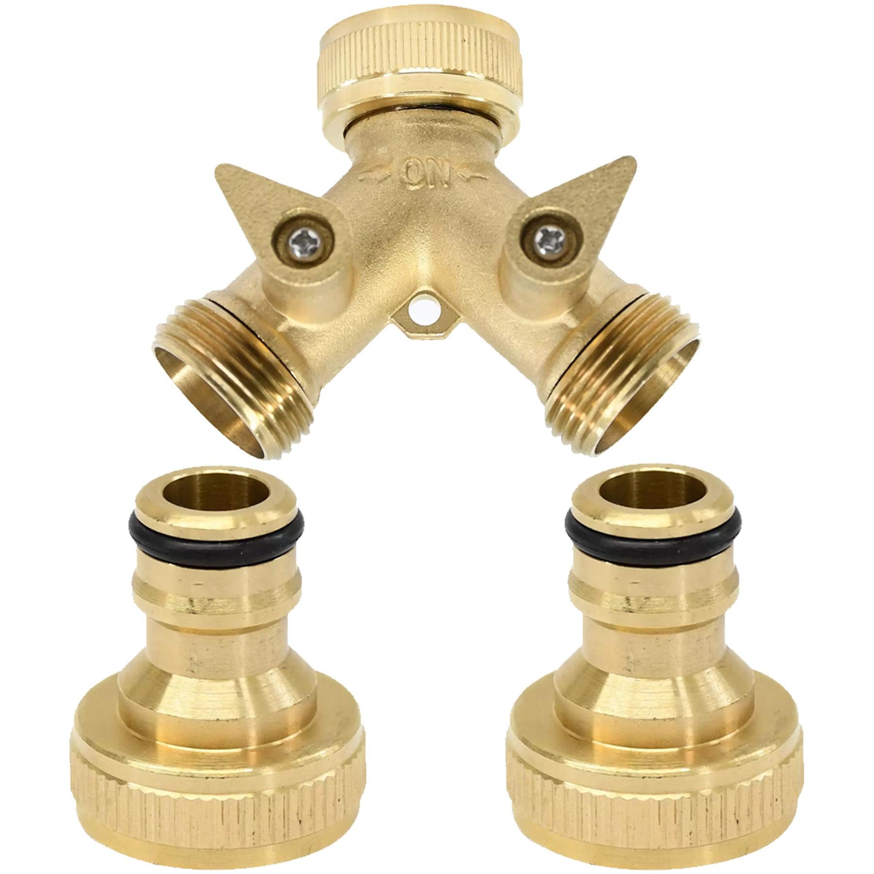 Hose Pipe Valve Splitter Connector Adaptor Brass 2 Quick Connector Set By Dapetz