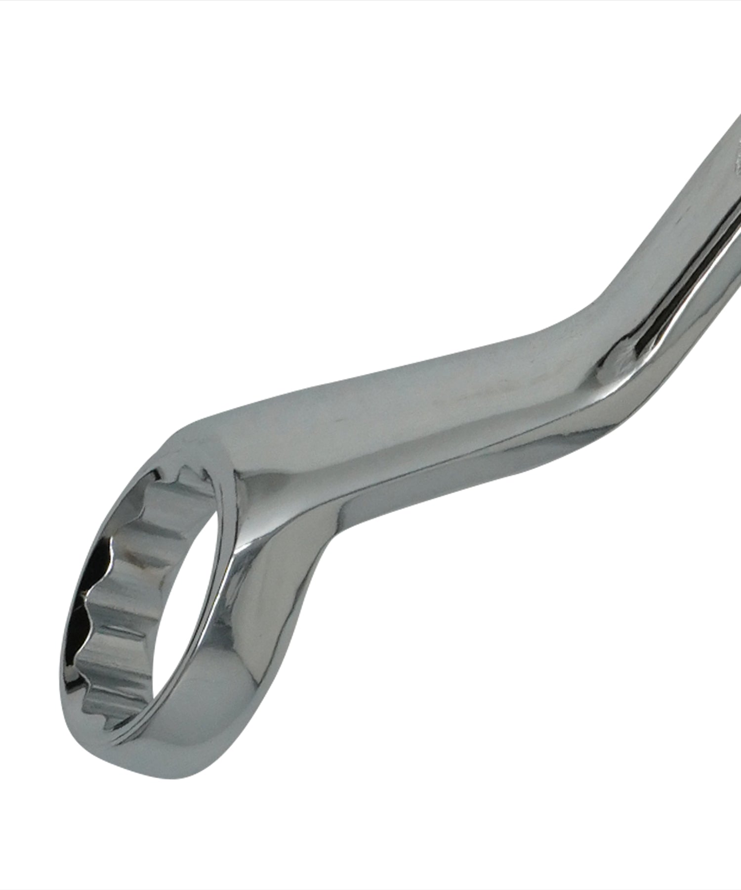 24mm - 27mm Deep Offset Bi-Hex Swan Neck Ring Spanner Wrench Metric Polished Crv