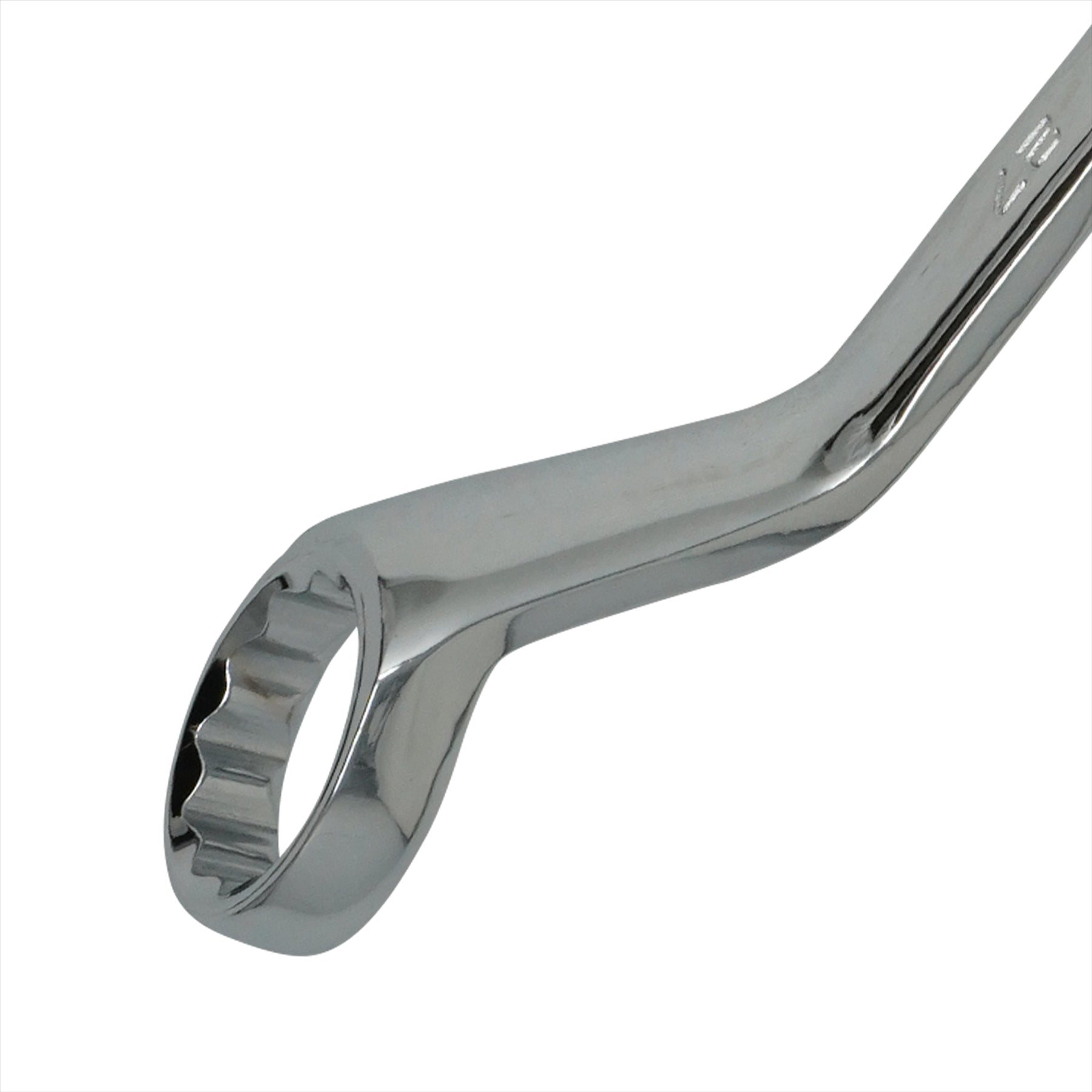 24mm - 27mm Deep Offset Bi-Hex Swan Neck Ring Spanner Wrench Metric Polished Crv