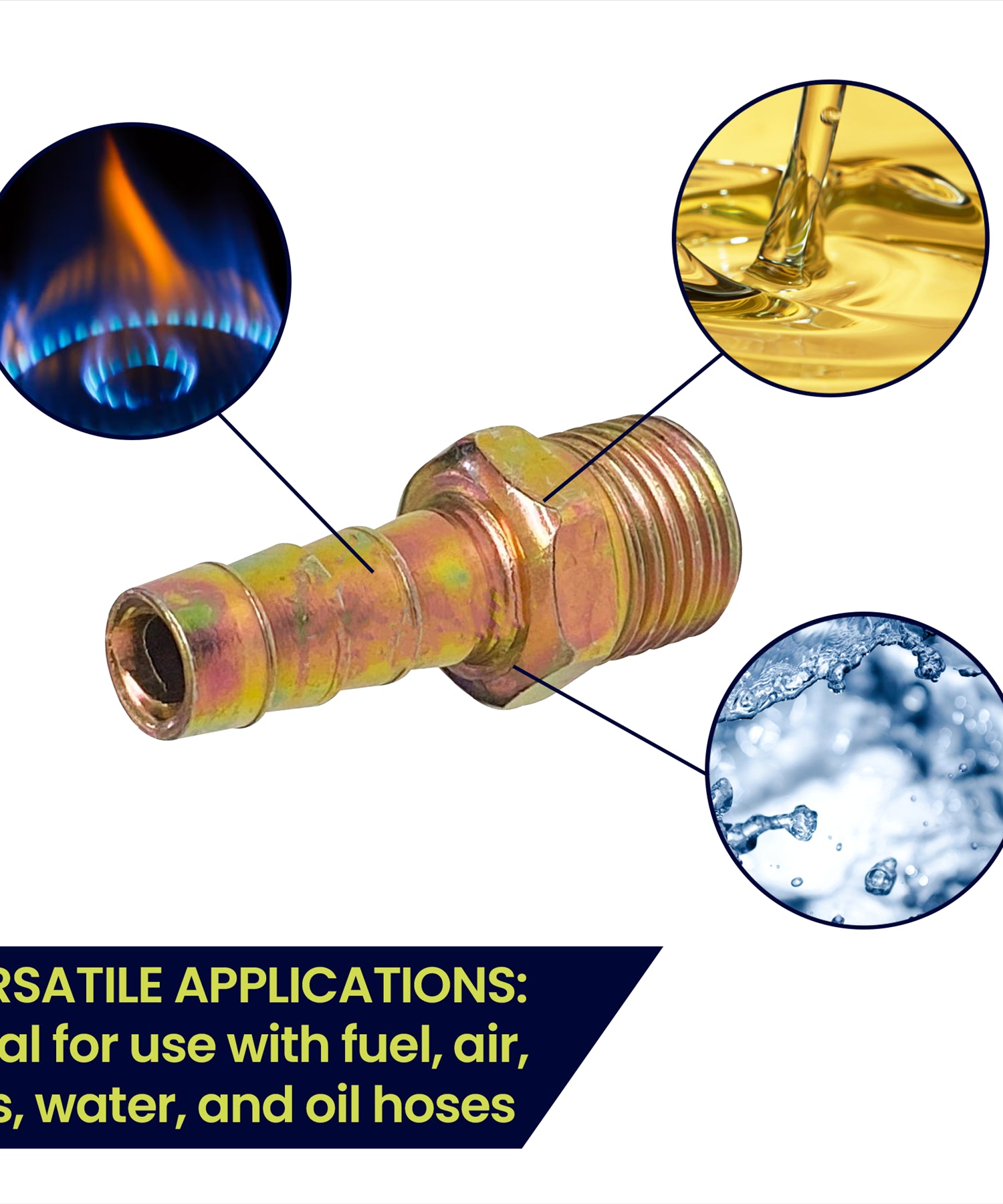 Brass 1/4" BSP to 8mm Male Barb Hose Tail Fitting Fuel Air Gas Water Hose Oil