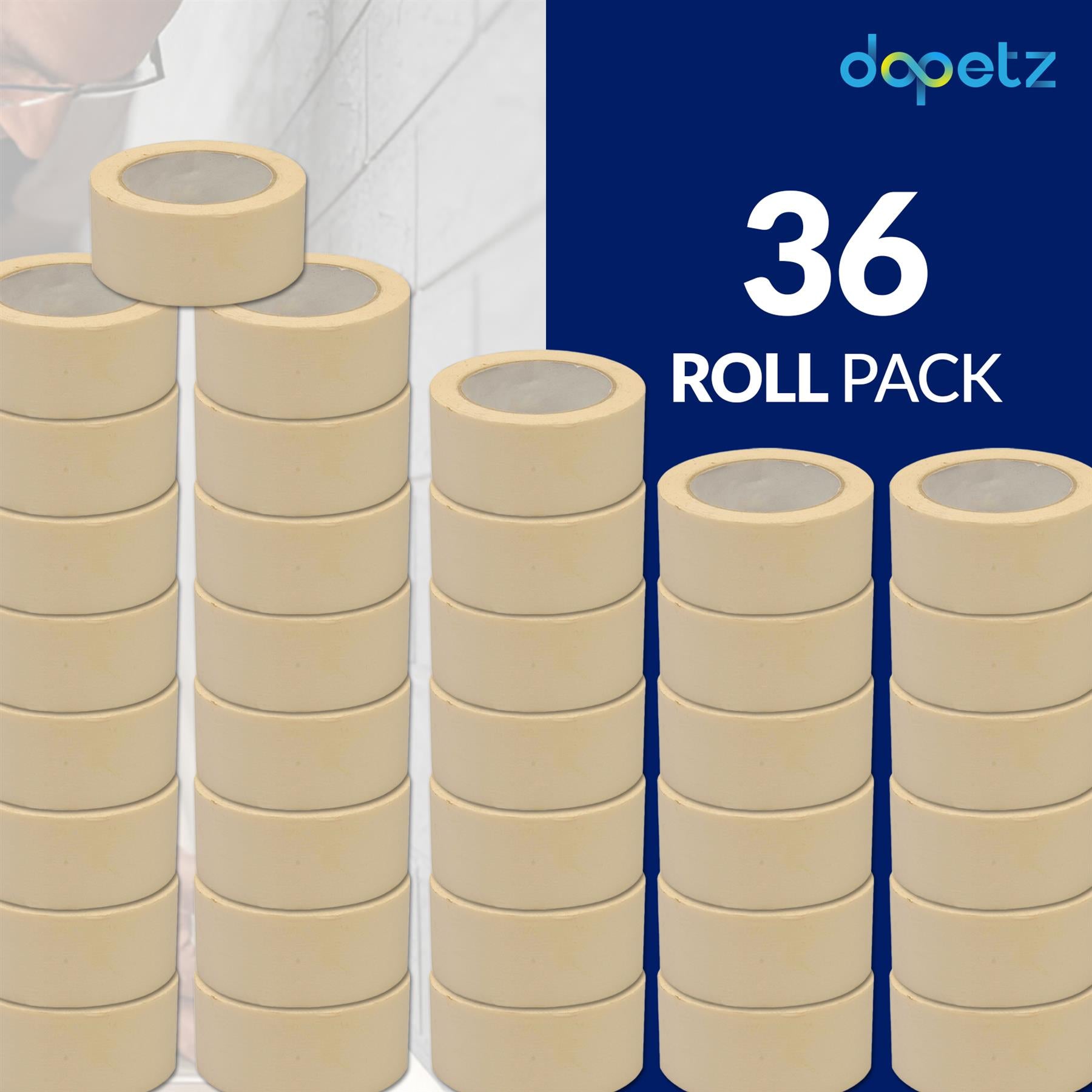 36PCS Masking Tape Roll 75mm x 50m General Purpose Paint Decorate Craft Low Tack By Dapetz