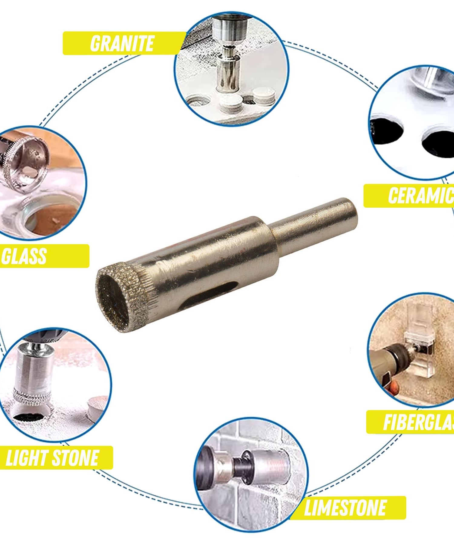 12mm Diamond Hole Saw Tile Ceramic Porcelain Glass Marble Drill Bit Cutter by Dapetz