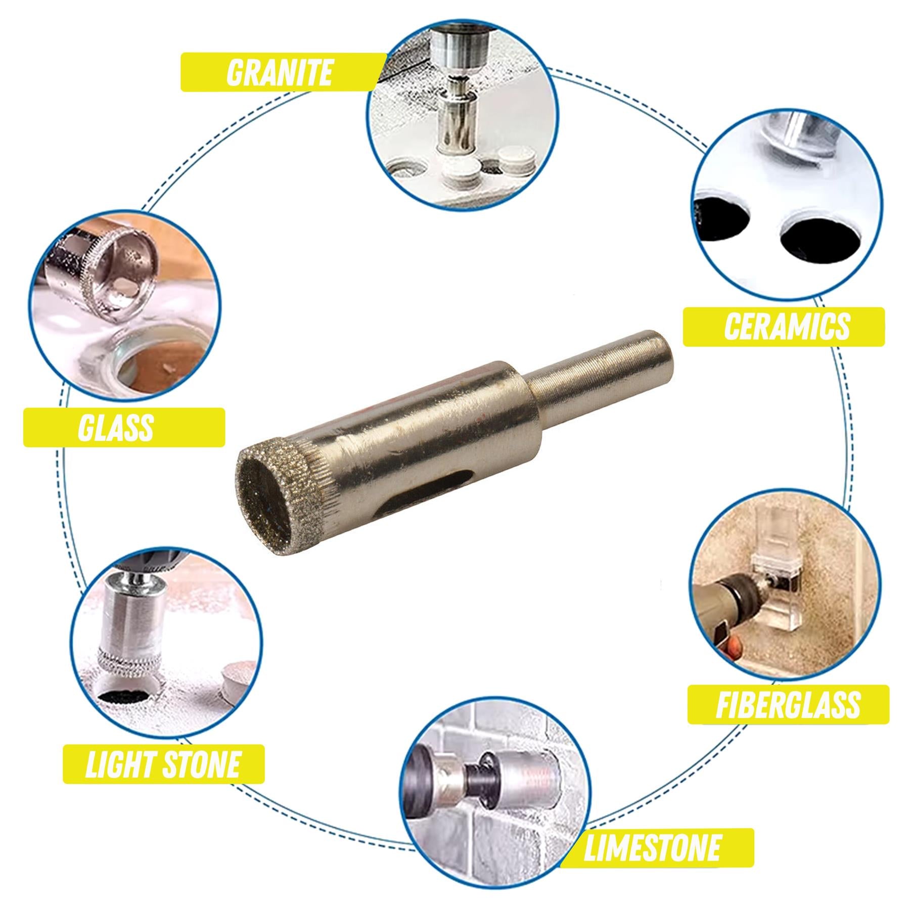 12mm Diamond Hole Saw Tile Ceramic Porcelain Glass Marble Drill Bit Cutter by Dapetz