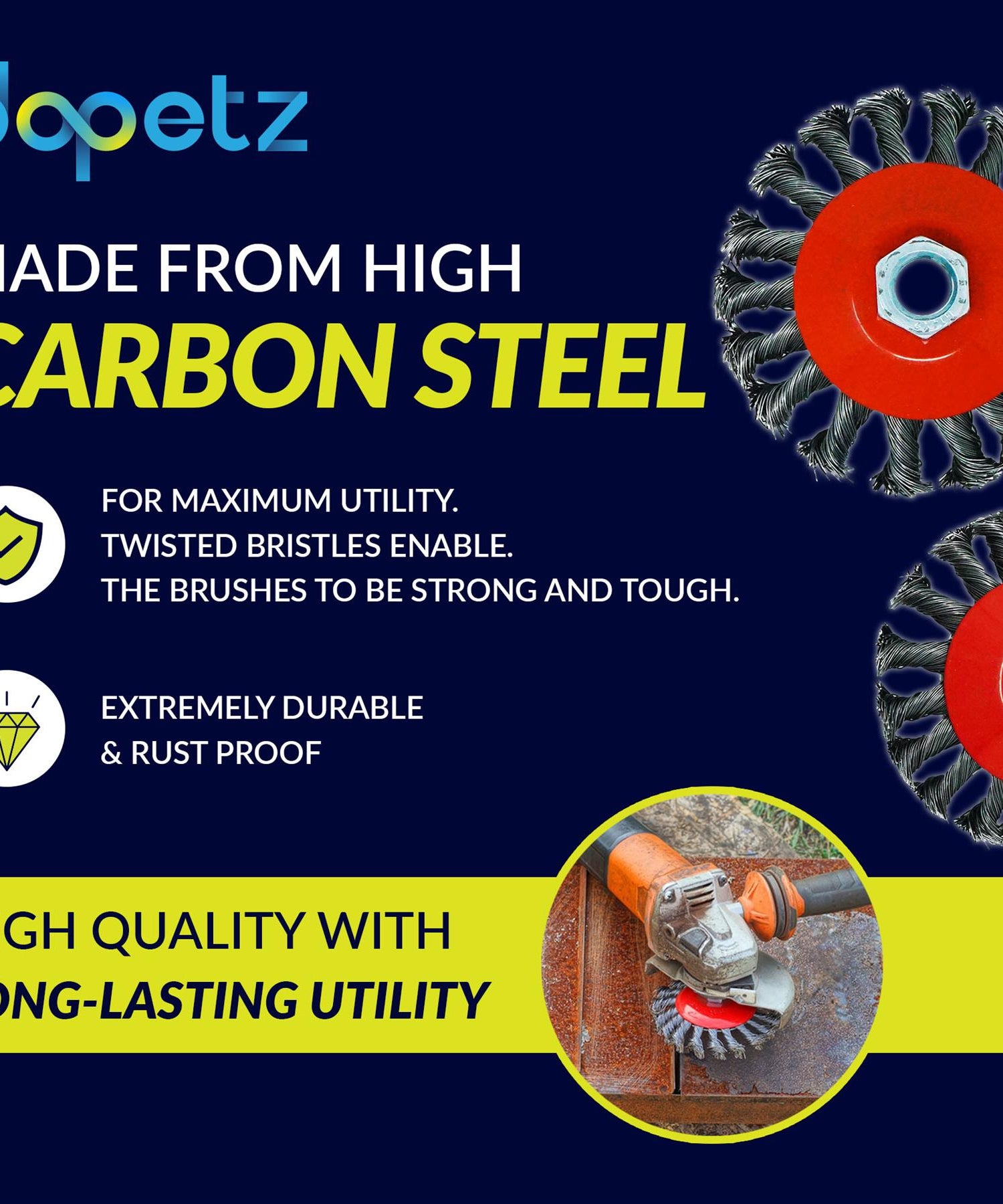 Twist Knot Wire Brush / Wheel 115mm For Angle Grinder Sanding M14 4" 100mm by Dapetz