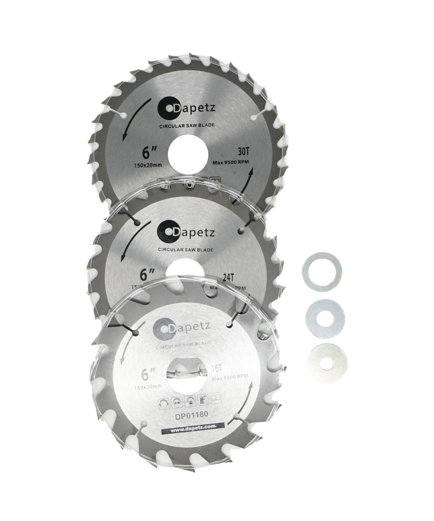 3 TCT Circular Saw Blade 150mm Diameter 30mm Bore | Mitre & Chop Saw by Dapetz