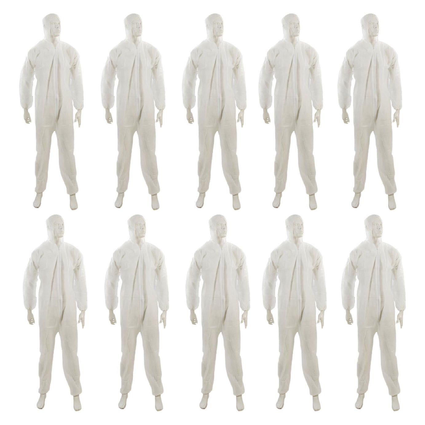 Protective Disposable Overall Boiler Paper Suit Coveralls Protection Suit 10Pcs Large