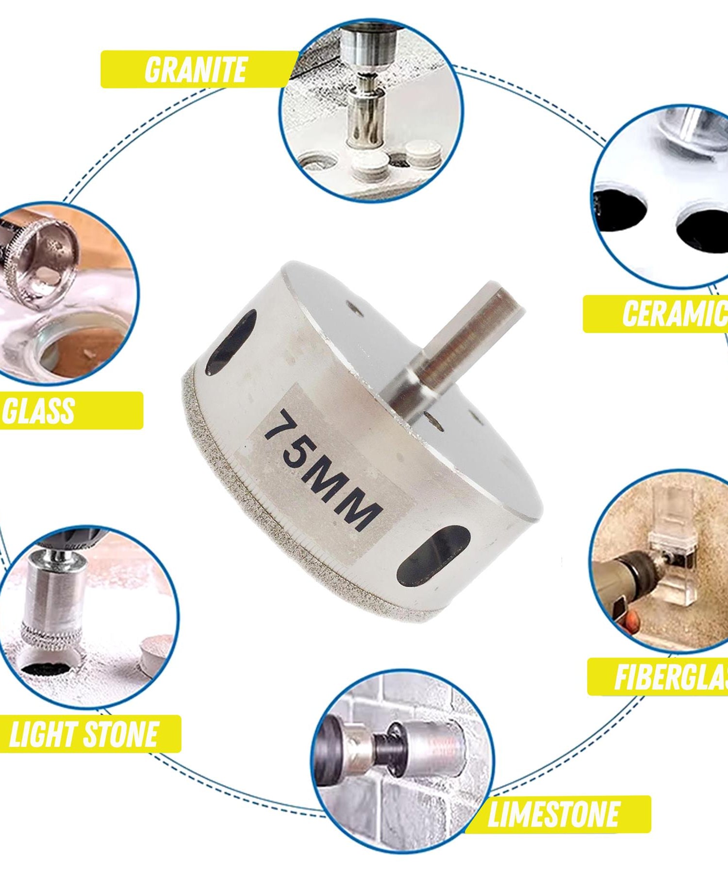 Diamond Holesaw 70mm Drill Bit Cutter Tile Ceramic Glass By Dapetz