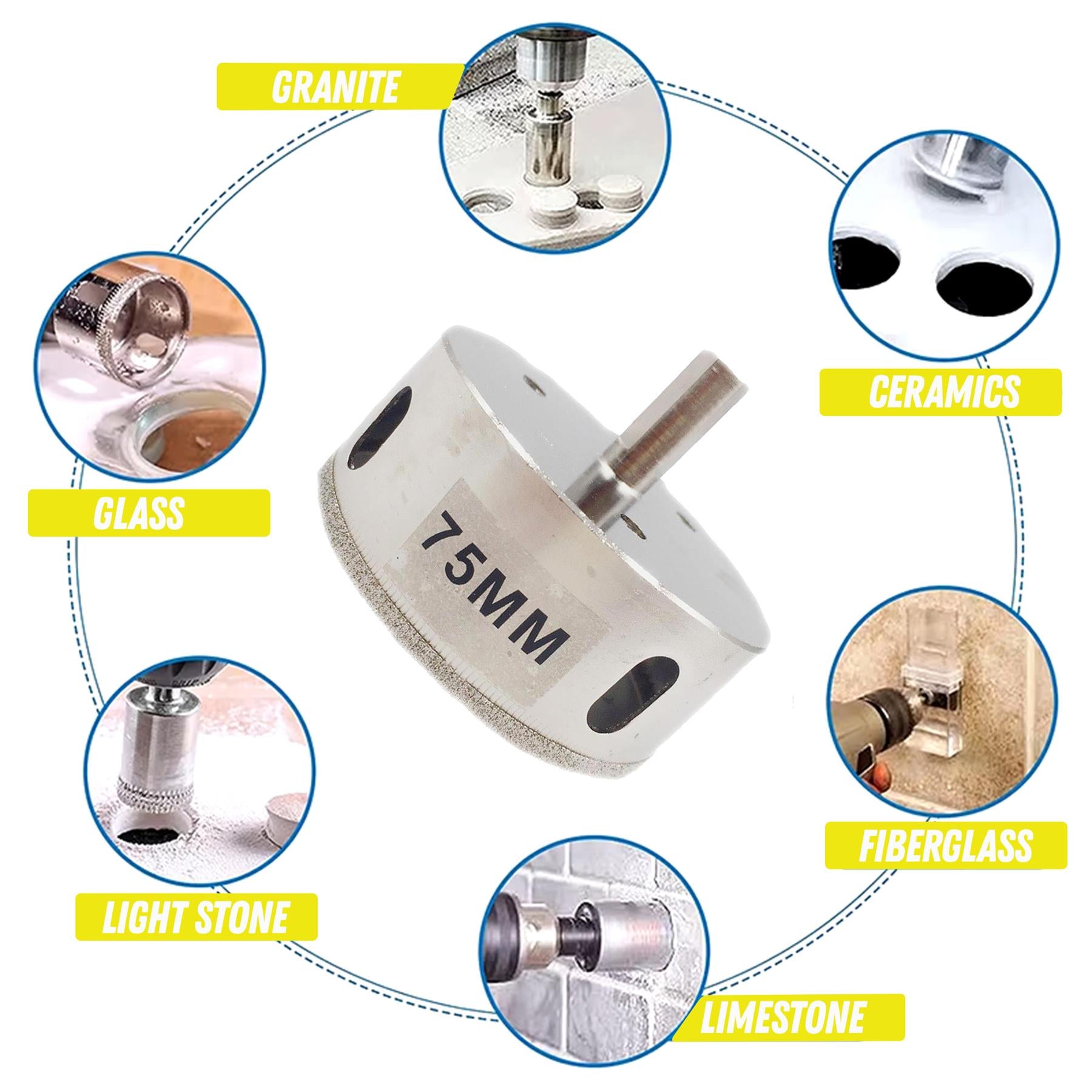 Diamond Holesaw 70mm Drill Bit Cutter Tile Ceramic Glass By Dapetz