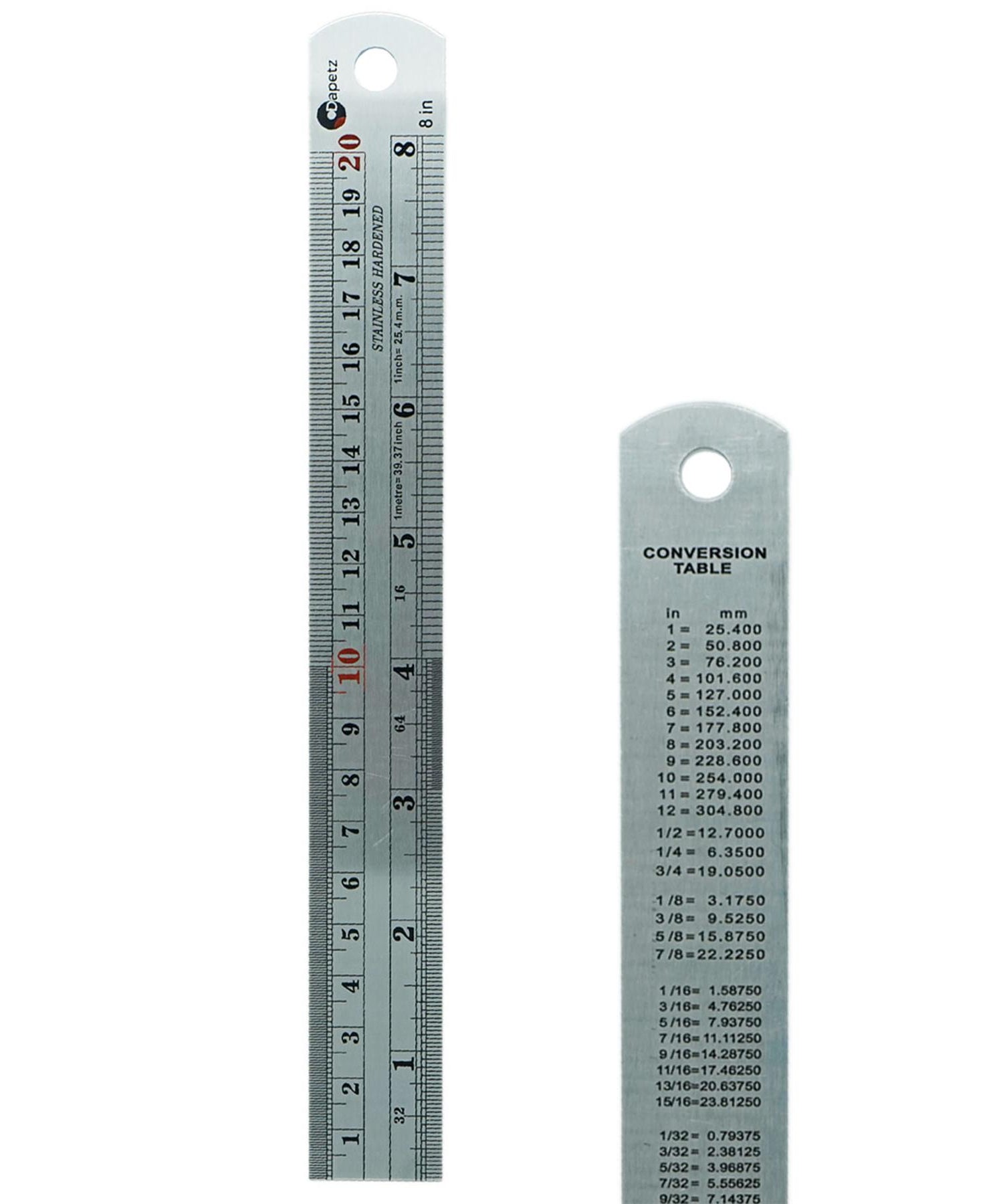 8" 20cm 200mm Stainless Steel Ruler Metal Rule Metric Imperial