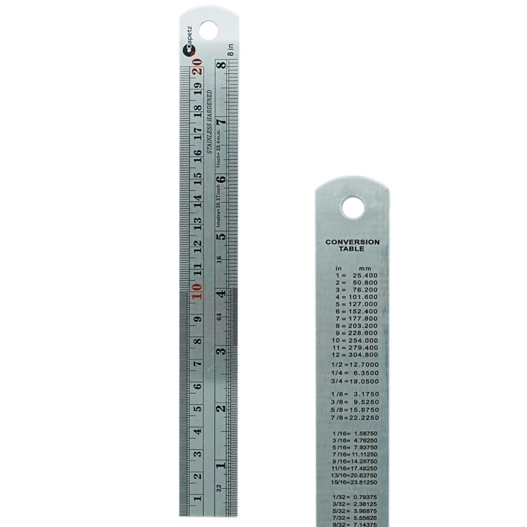 8" 20cm 200mm Stainless Steel Ruler Metal Rule Metric Imperial