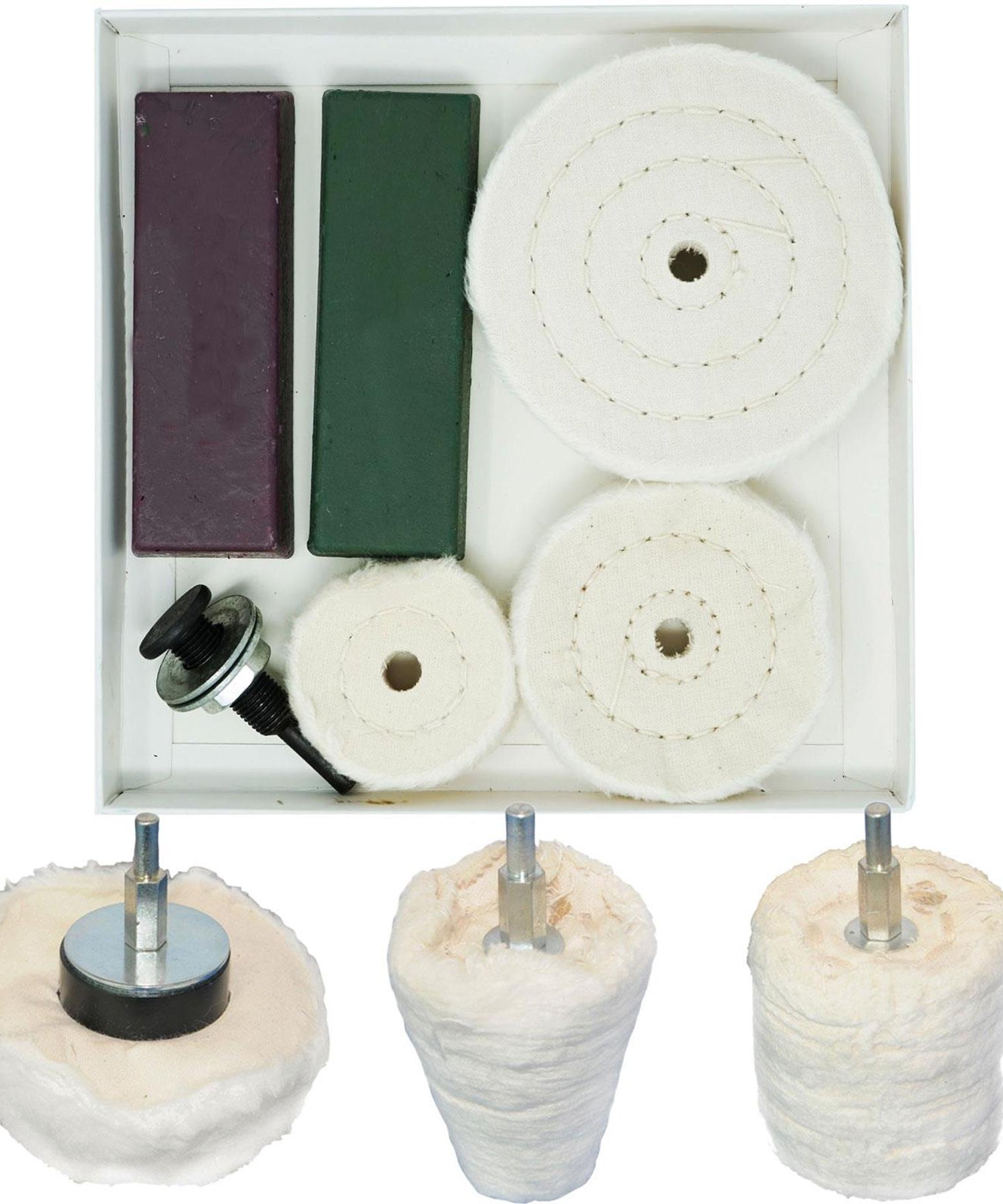 Quality 9Pc Polishing Kit Dome Goblet Cylinder Mop Buffing Wheel Compound By Dapetz