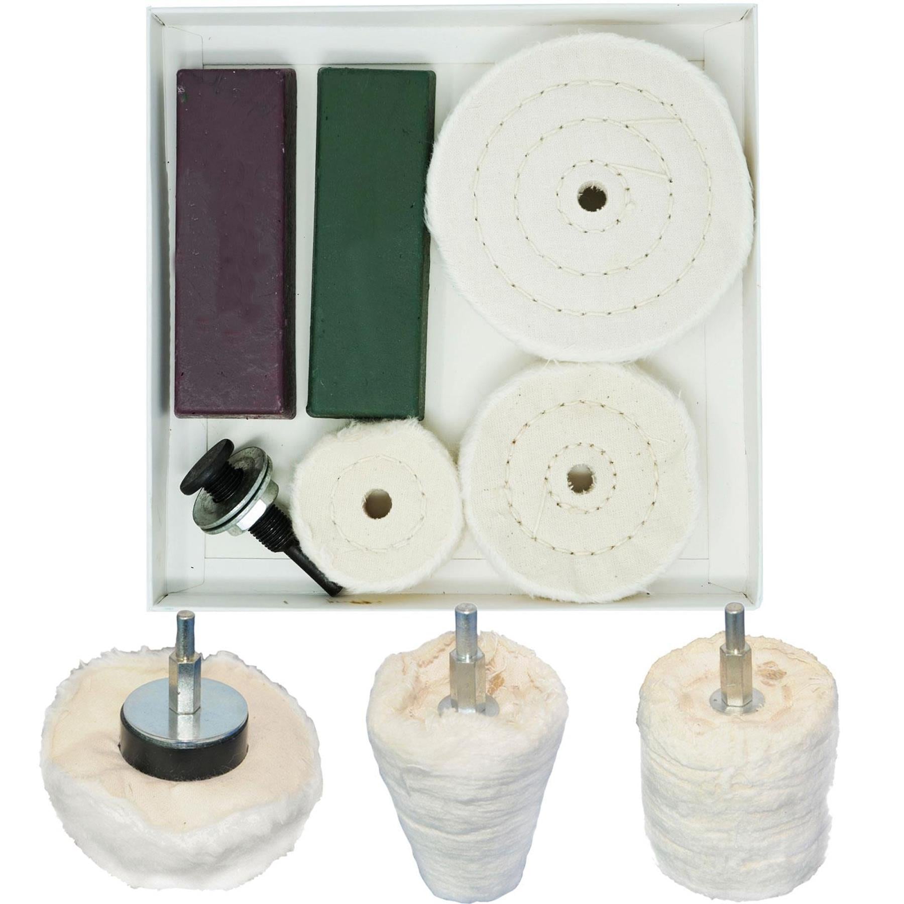 Quality 9Pc Polishing Kit Dome Goblet Cylinder Mop Buffing Wheel Compound By Dapetz