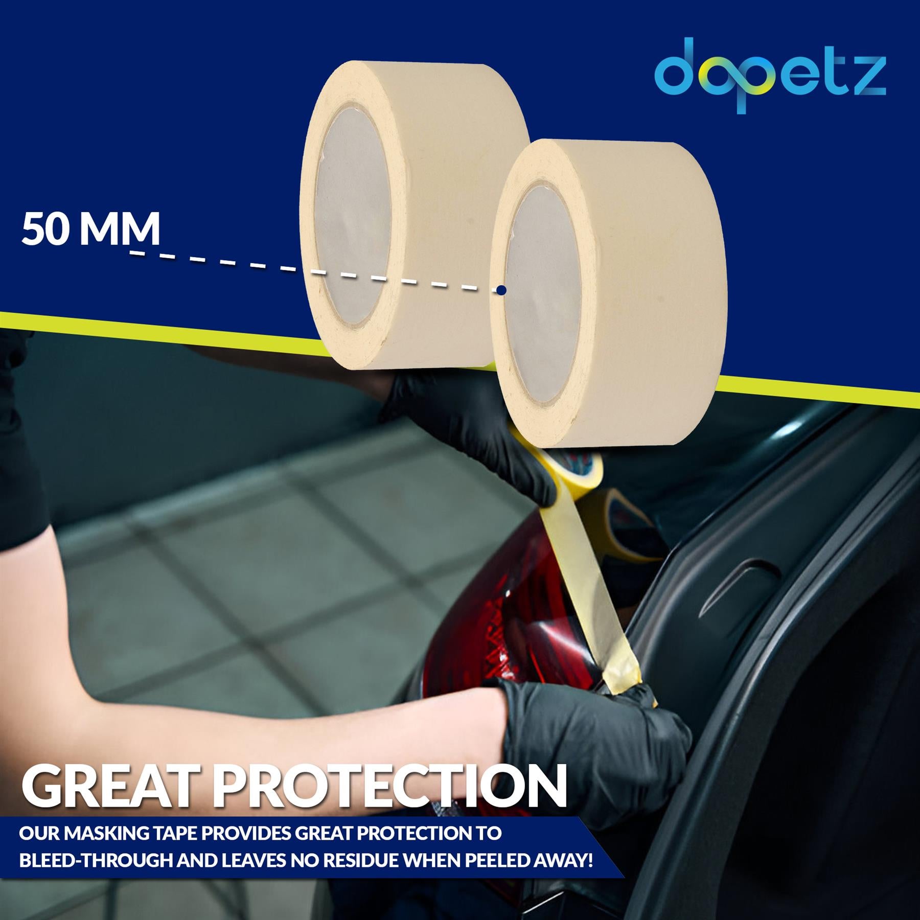 36 Rolls-UV-Resistant-White-Painters-Clean-Peel-Masking Tape 50mm x 50m By Dapetz