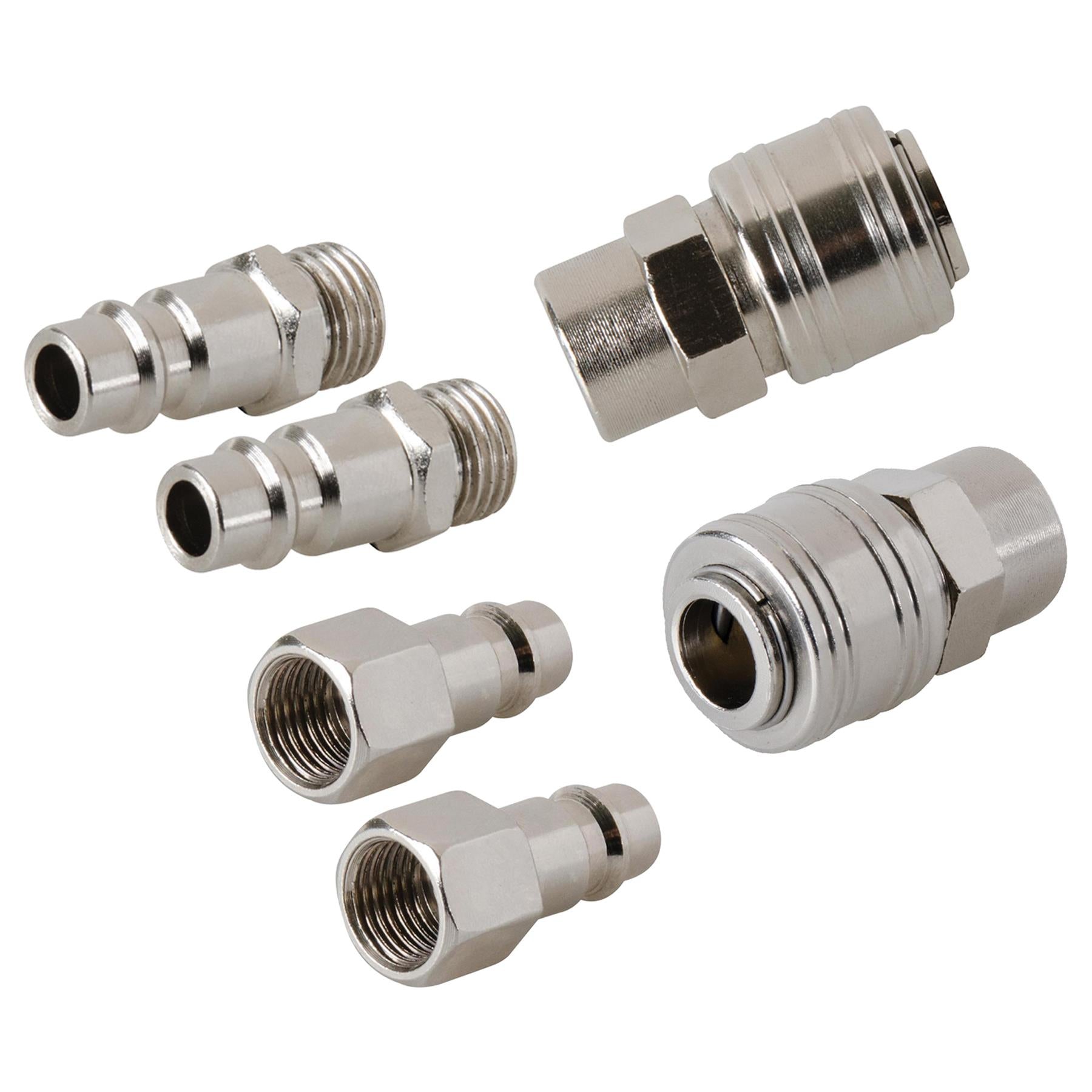 Euro Air Line Fitting Hose Connector Male Female Quick Release 1/4" BSP 6Pcs Set