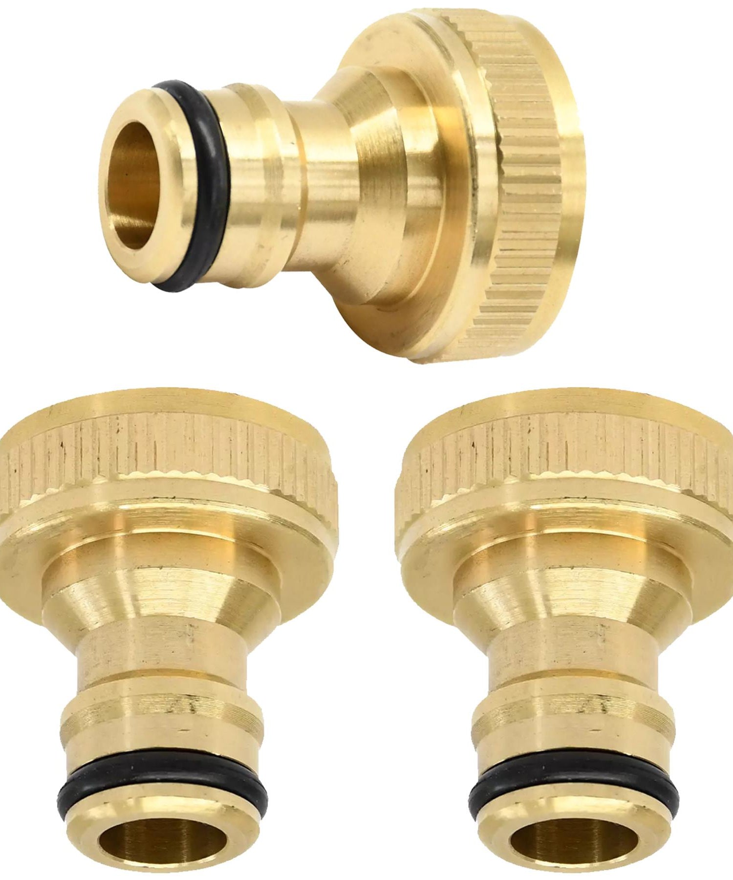 3x Brass Hose Tap Connector 3/4" Threaded Garden Water Pipe Adaptor Fitting By Dapetz