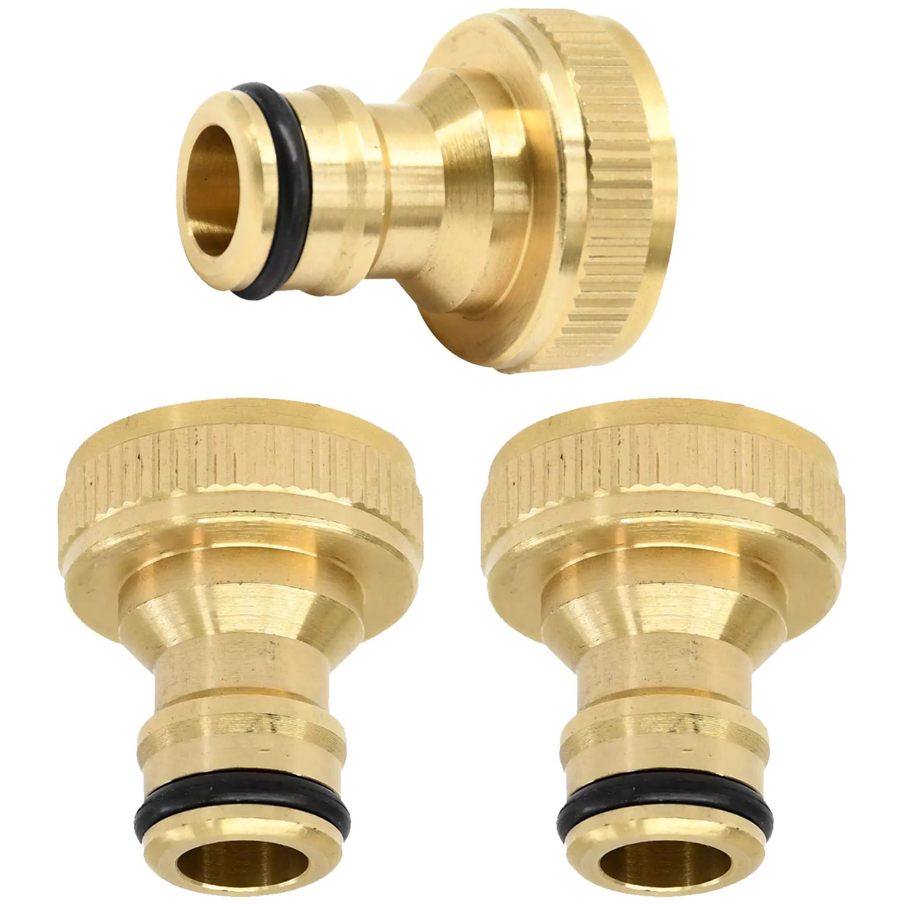 3x Brass Hose Tap Connector 3/4" Threaded Garden Water Pipe Adaptor Fitting By Dapetz