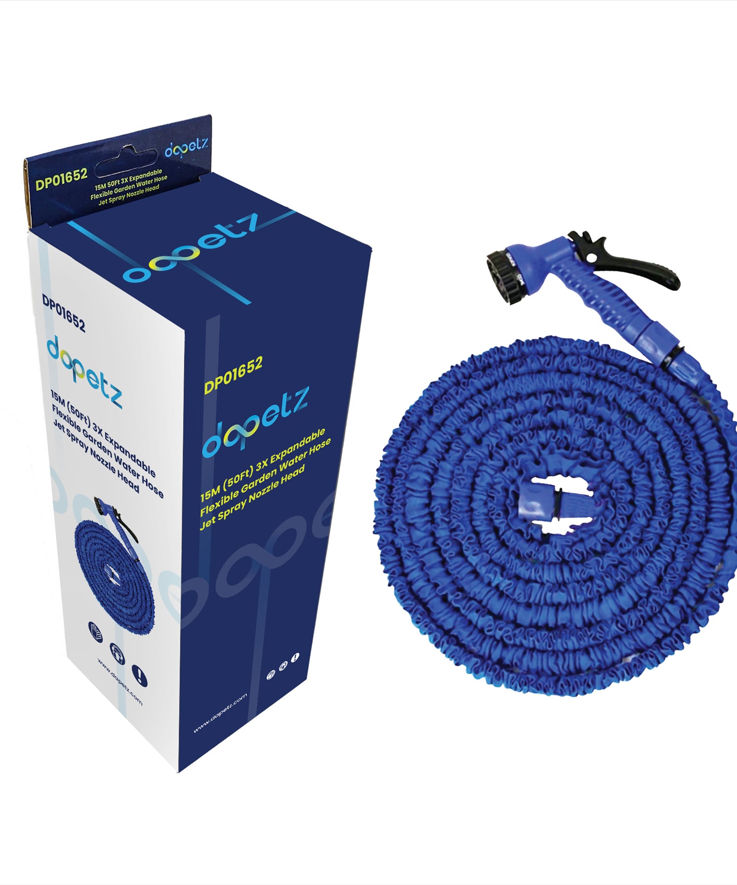 Expandable Garden Hose Pipe 15m 50ft With 7 Function Water Spray Gun Magic Hose