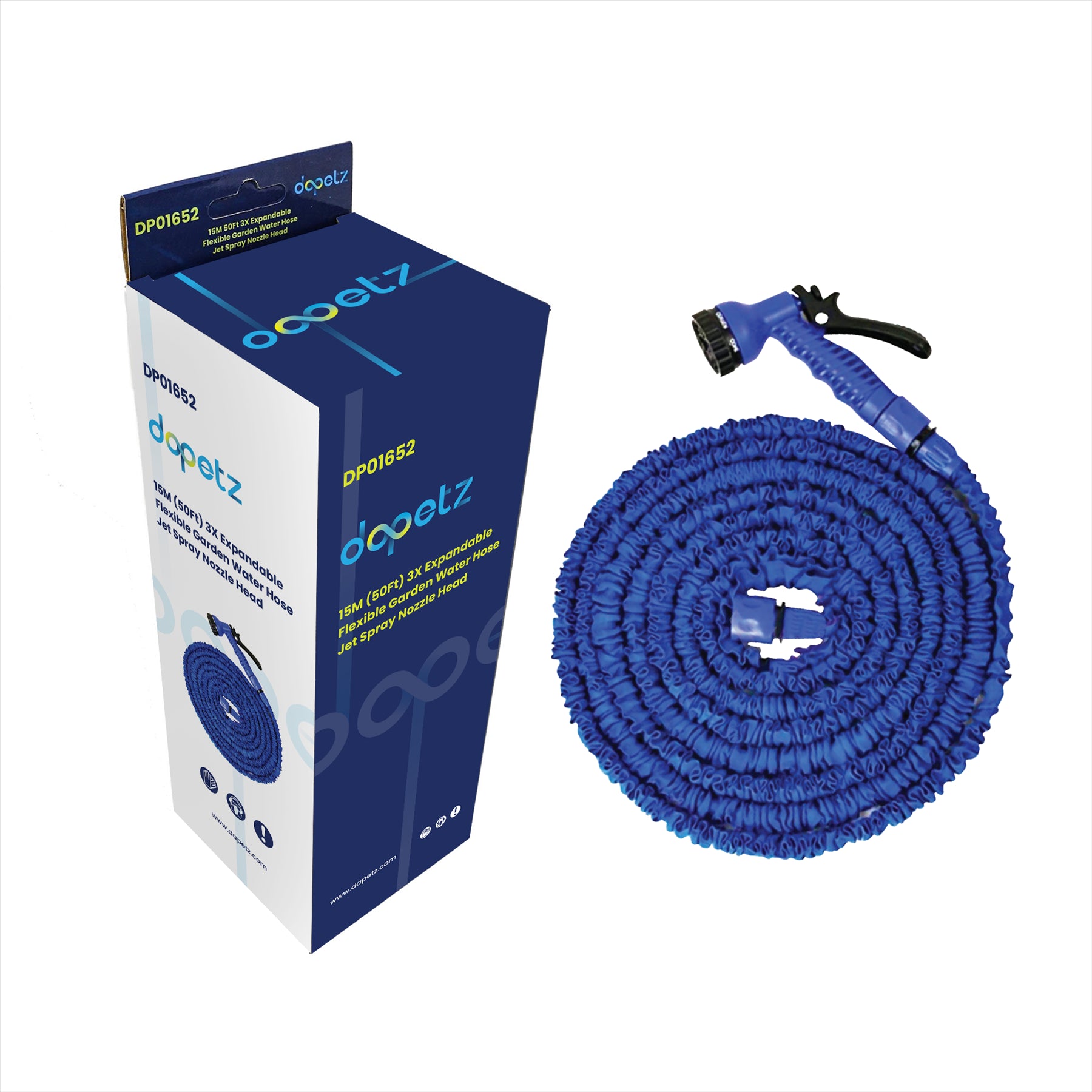 Expandable Garden Hose Pipe 15m 50ft With 7 Function Water Spray Gun Magic Hose