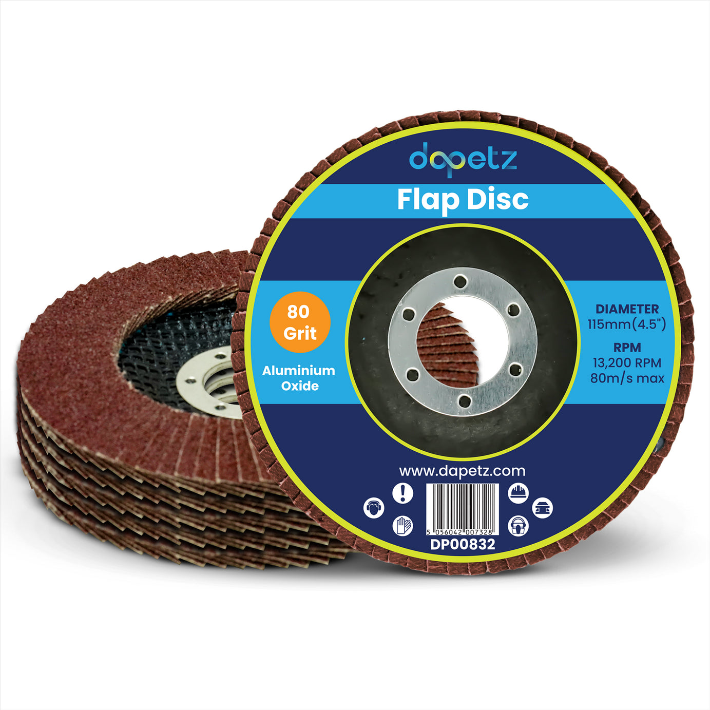 Flap Discs 80 & 120 Grit | 115mm Sanding & Grinding Wheels for 4.5" Angle Grinders (Pack of 10) By Dapetz