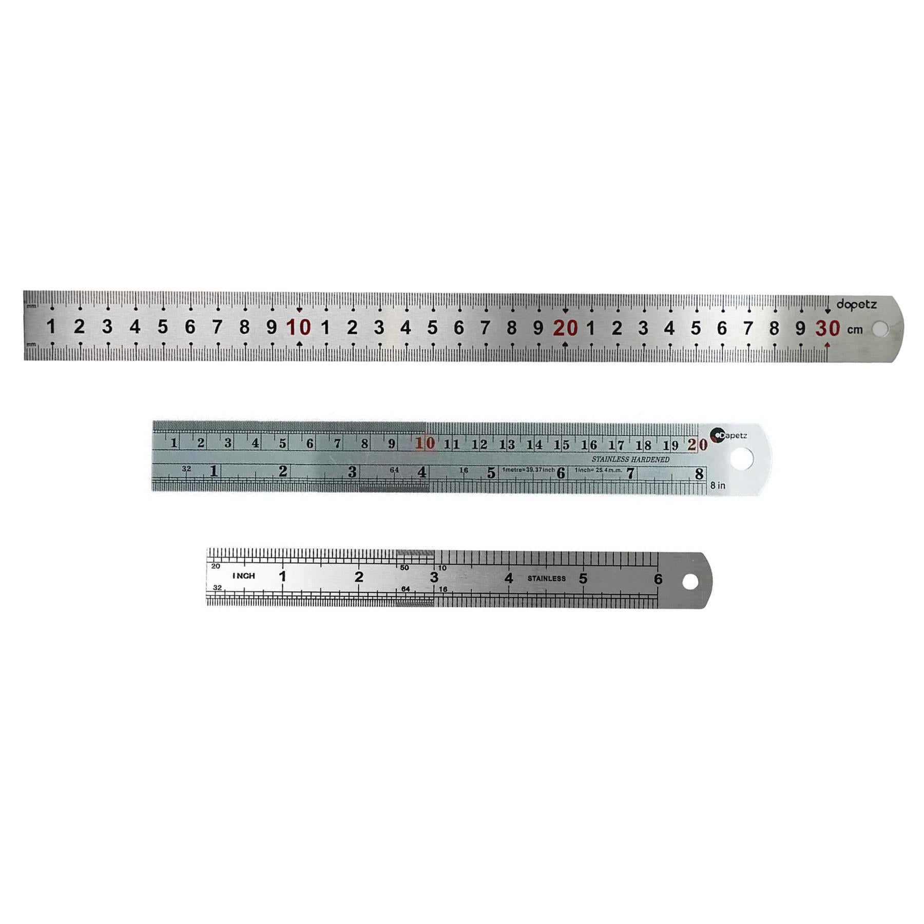 Thick Double Sided Metal Ruler Stainless Steel - 30cm/ 12"/15cm/ 6" & 20cm/ 8" By Dapetz