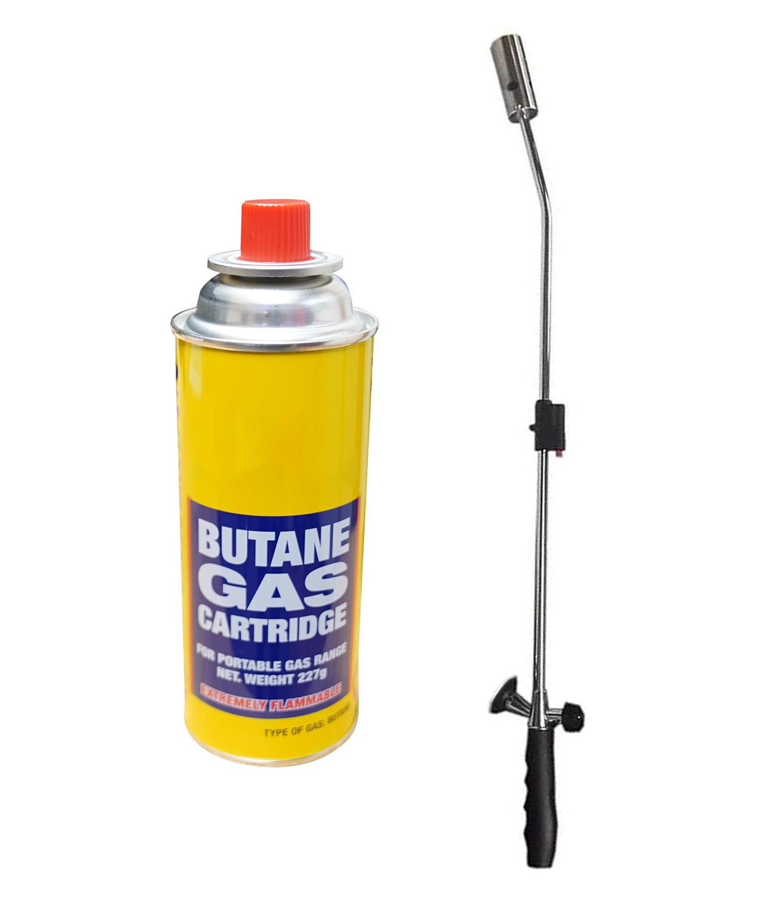 Butane Wand Blowtorch For Weed Gas Burner Torch with Adjustable Flame Weeds Killer Burner Flame Thrower With 8 Gas Refills Canisters with adaptor Converts Fuel Canister Head for Long Gas Tank