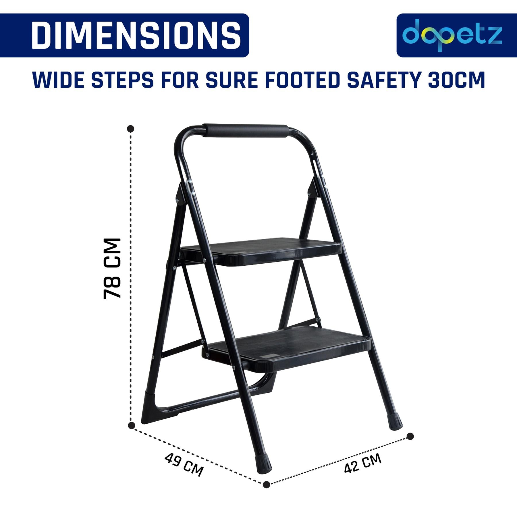 2 Step Ladder Folding Portable Compact Heavy Duty Iron Anti-Slip Mat Stool