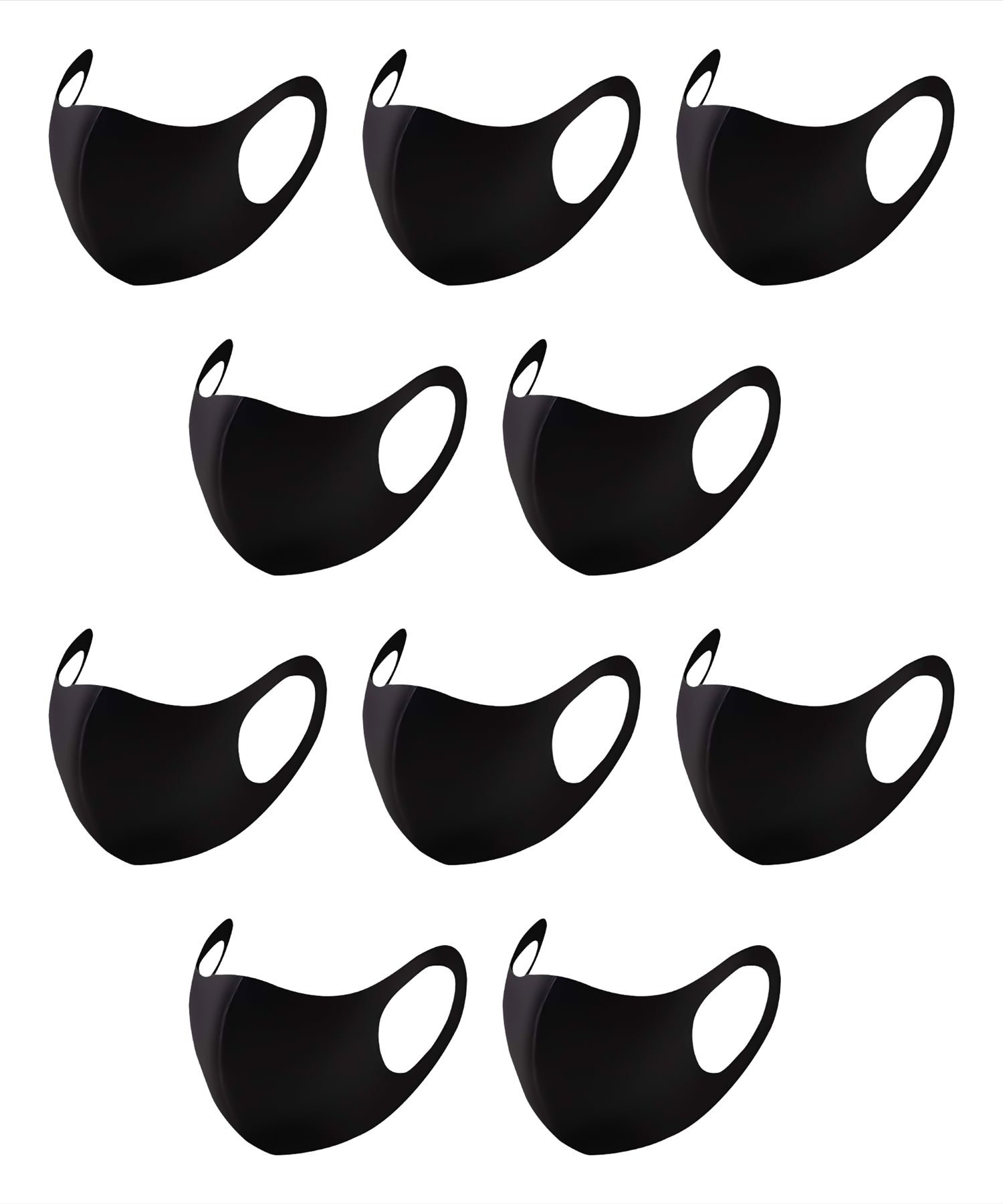 Reusable Face Mask Covering Washable Breathable Dust TFL Hospital Visitor Black 10PCS By Dapetz