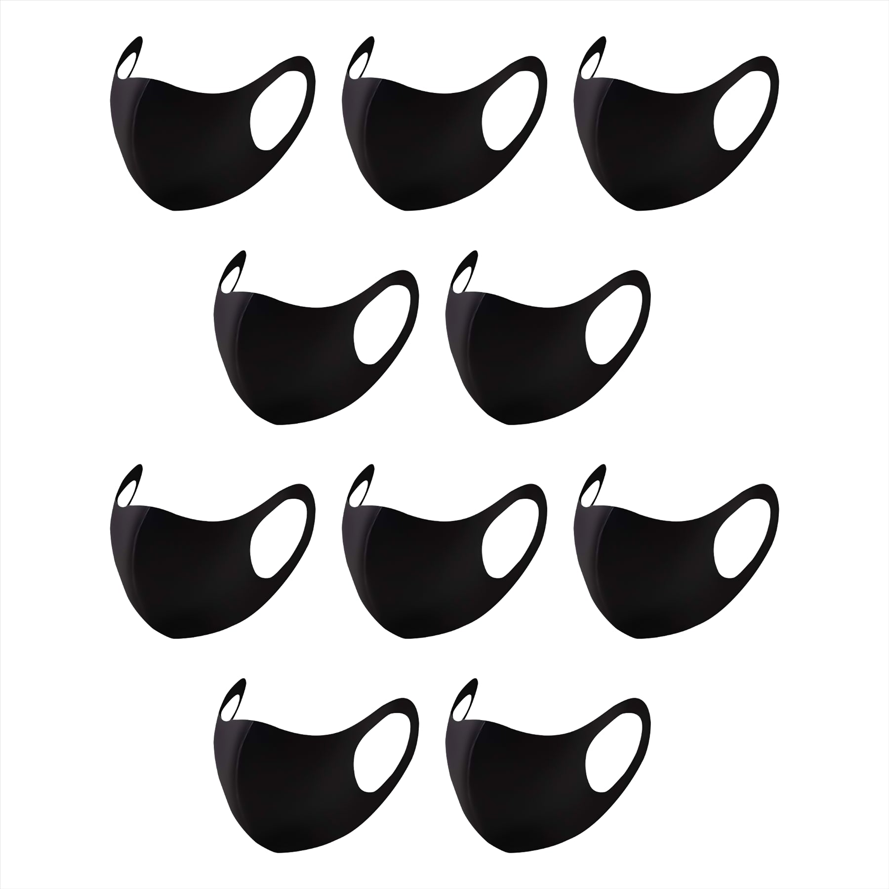 Reusable Face Mask Covering Washable Breathable Dust TFL Hospital Visitor Black 10PCS By Dapetz