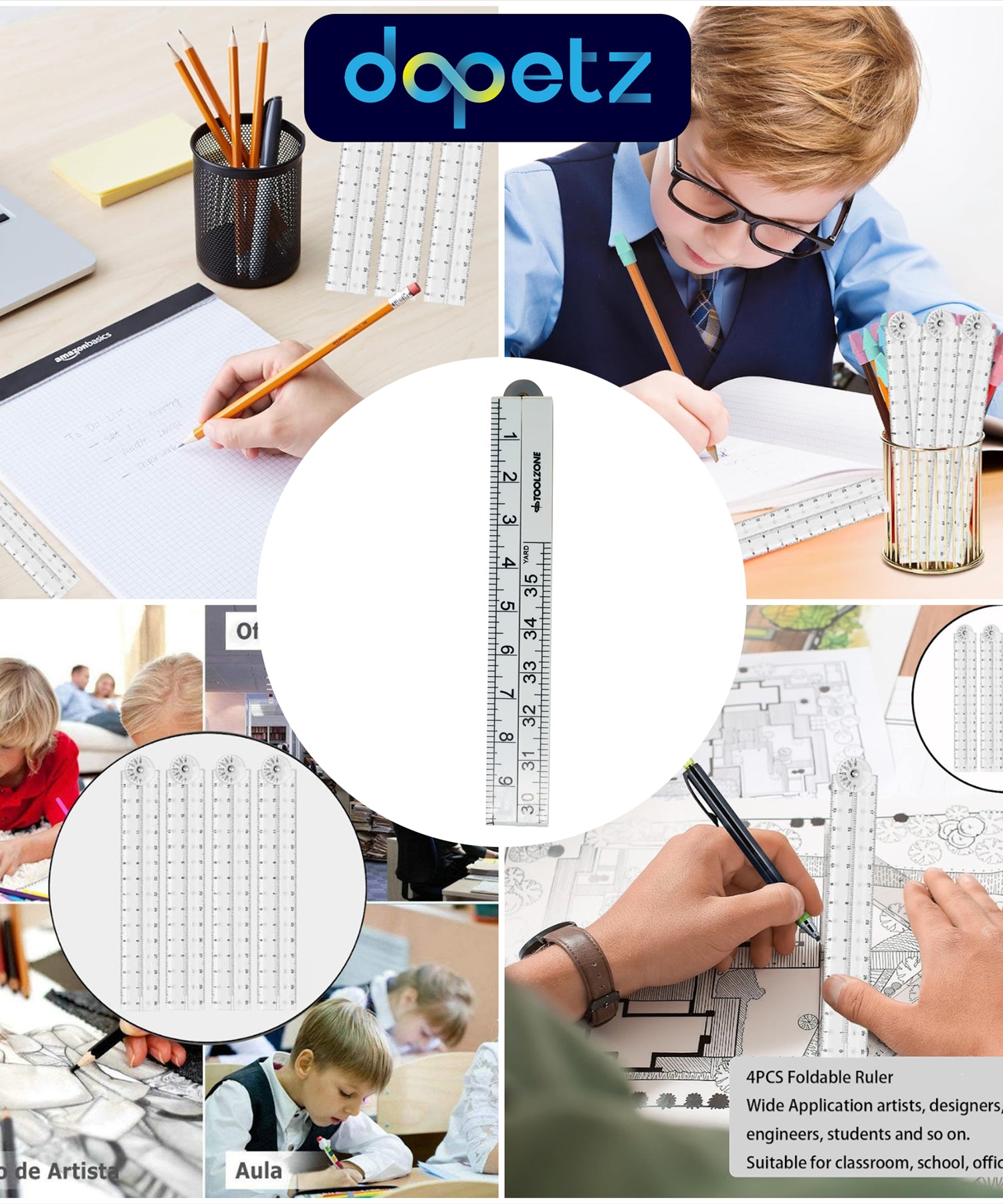 1m Folding Ruler Plastic Rule Measure 3ft Yellow 1000mm