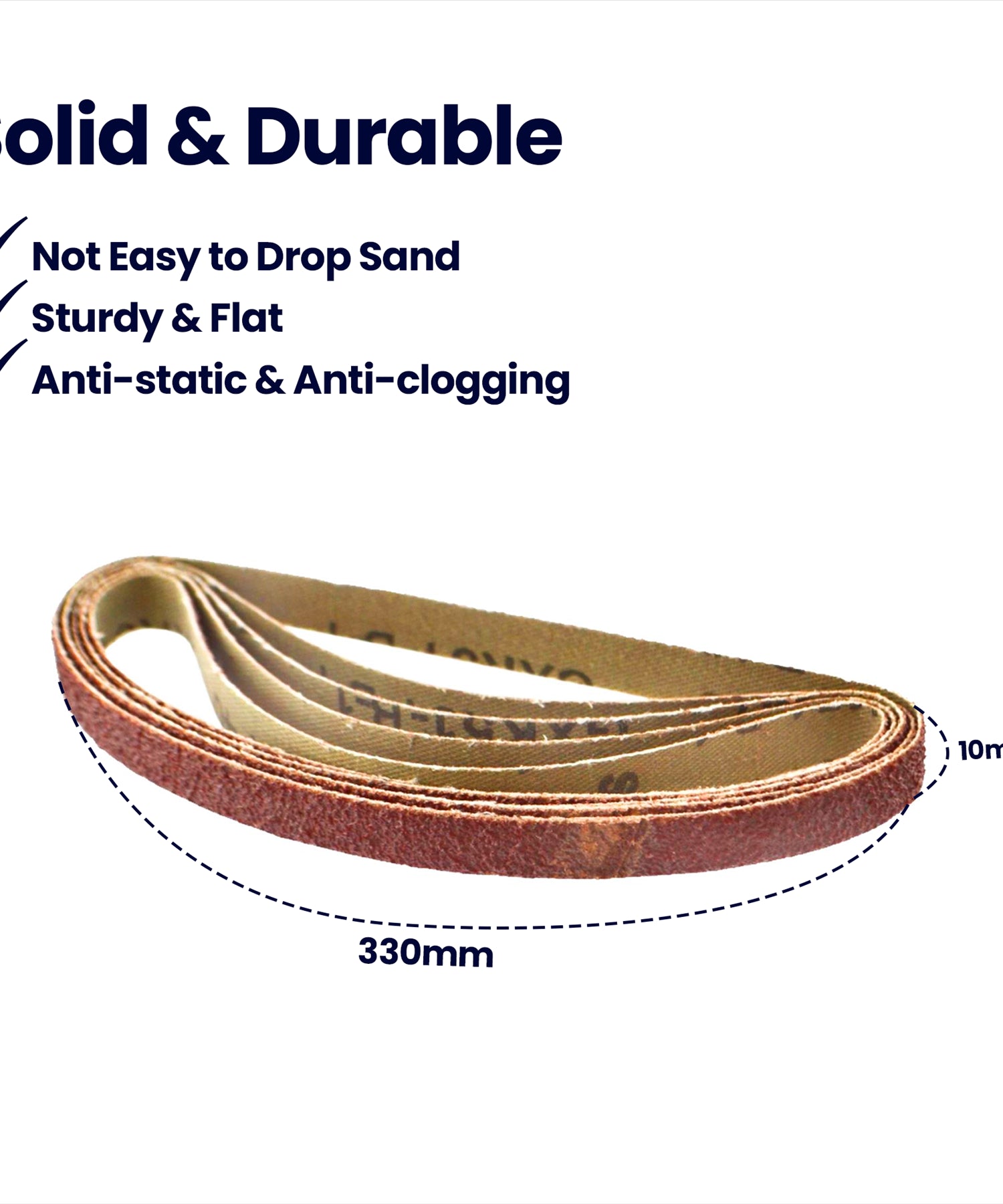 Sanding Belts 330mm x 10mm 80 Grit 50Pcs Coarse Sander Sheets Aluminum Oxide By Dapetz