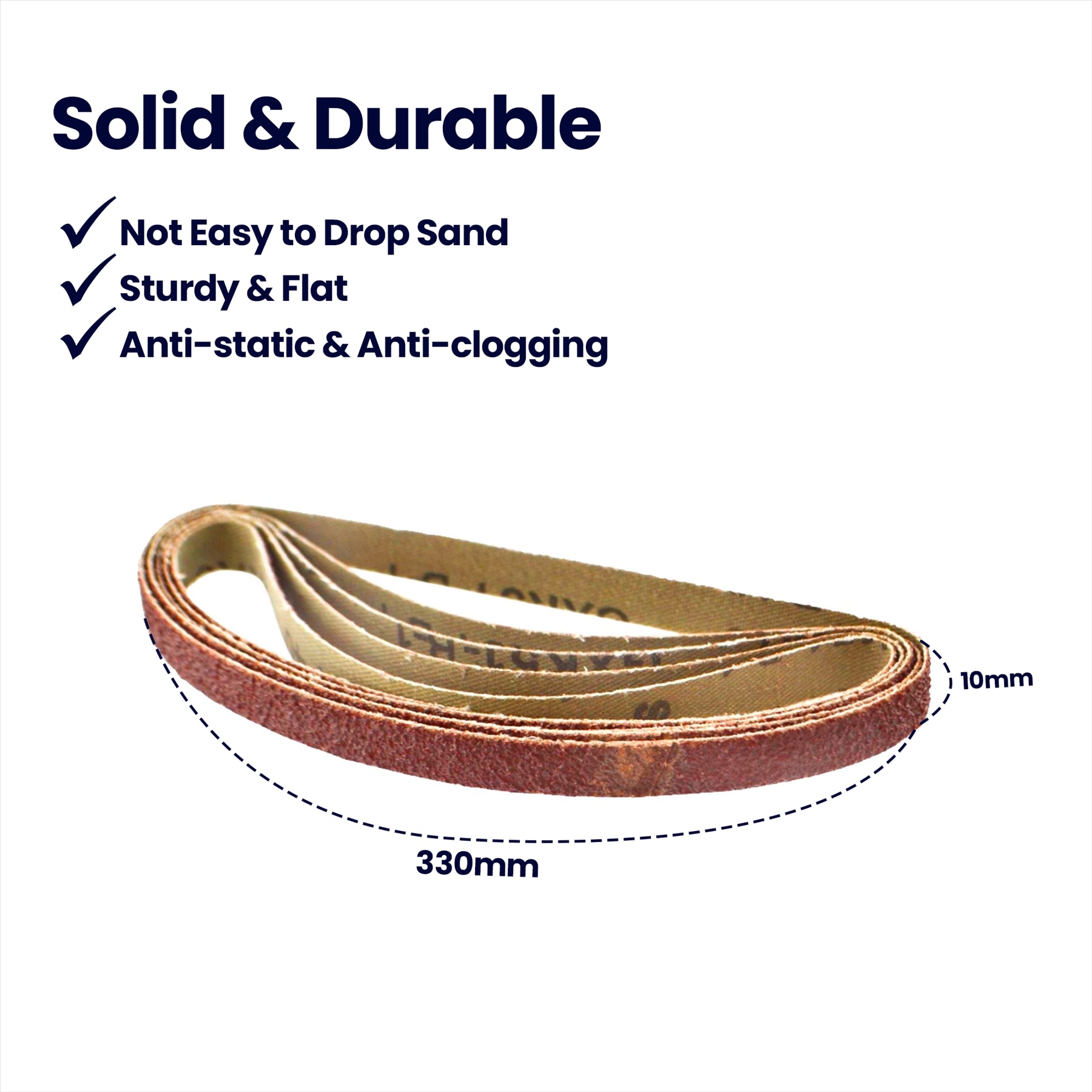 Sanding Belts 330mm x 10mm 80 Grit 50Pcs Coarse Sander Sheets Aluminum Oxide By Dapetz