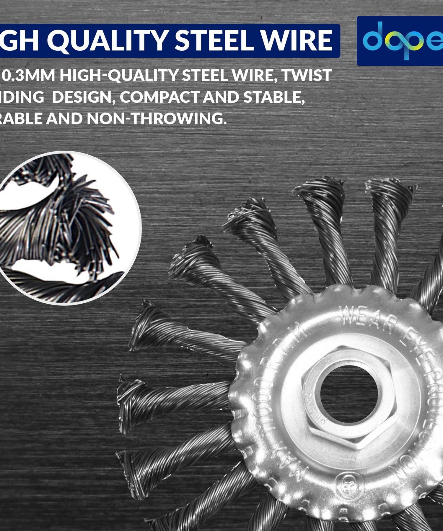 Rotary Steel Wire Brush Twist Knot Wheel Brush For Angle Grinder 115mm / 4.5" By Dapetz