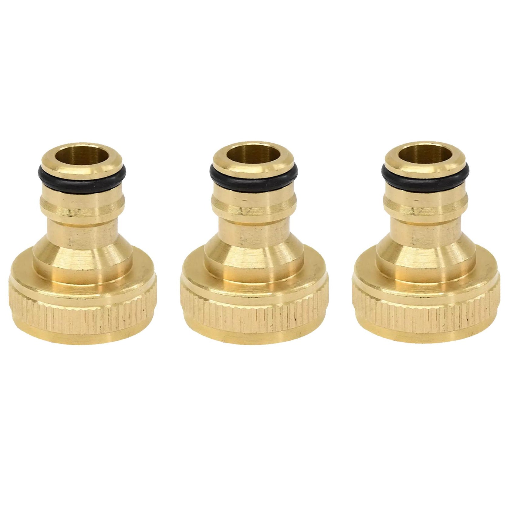 3x Brass Hose Tap Connector 3/4" Threaded Garden Water Pipe Adaptor Fitting By Dapetz