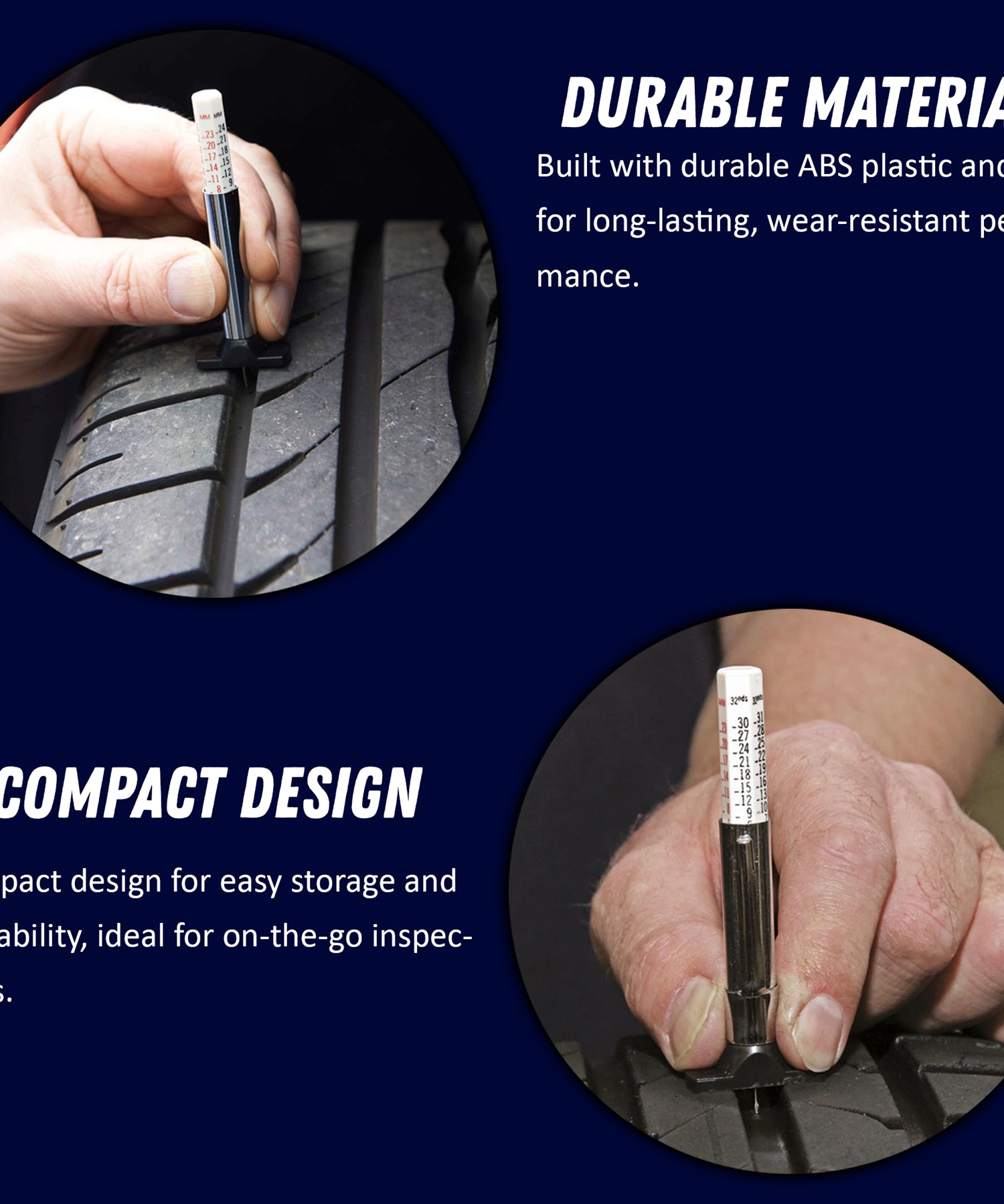 2PCS Tyre Pressure Gauge Safety Kit Include Tyre Tread Depth Gauge Stainless Steel Tyre Depth Measurement Tool For Cars Motorcycles Trucks Buses