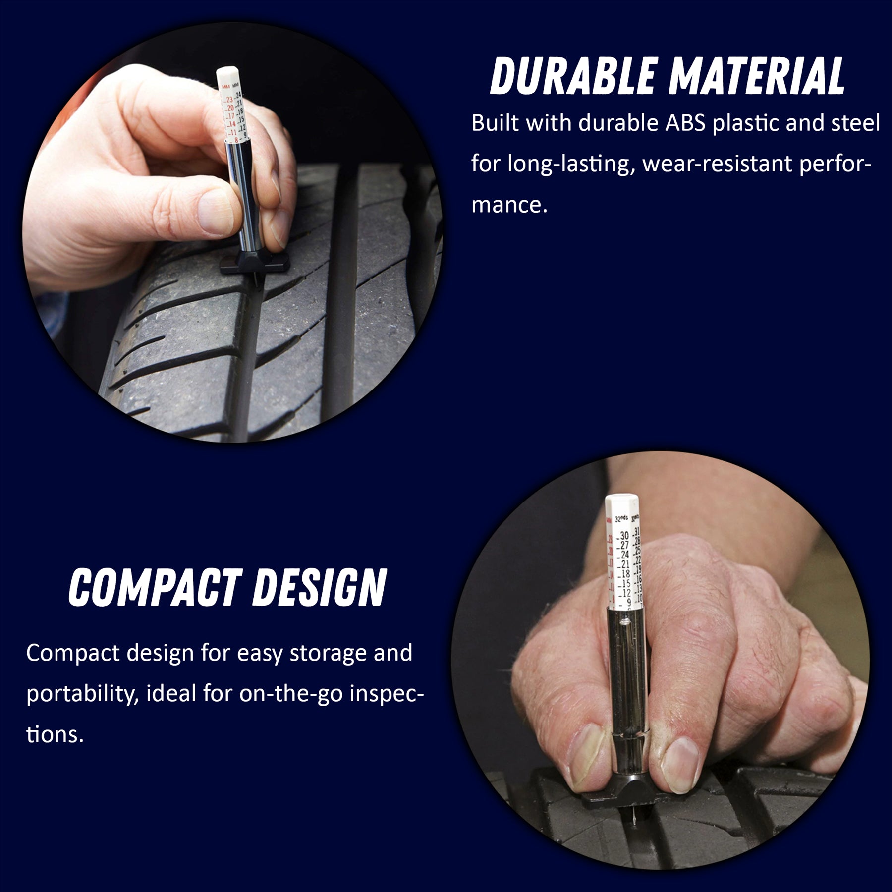 2PCS Tyre Pressure Gauge Safety Kit Include Tyre Tread Depth Gauge Stainless Steel Tyre Depth Measurement Tool For Cars Motorcycles Trucks Buses