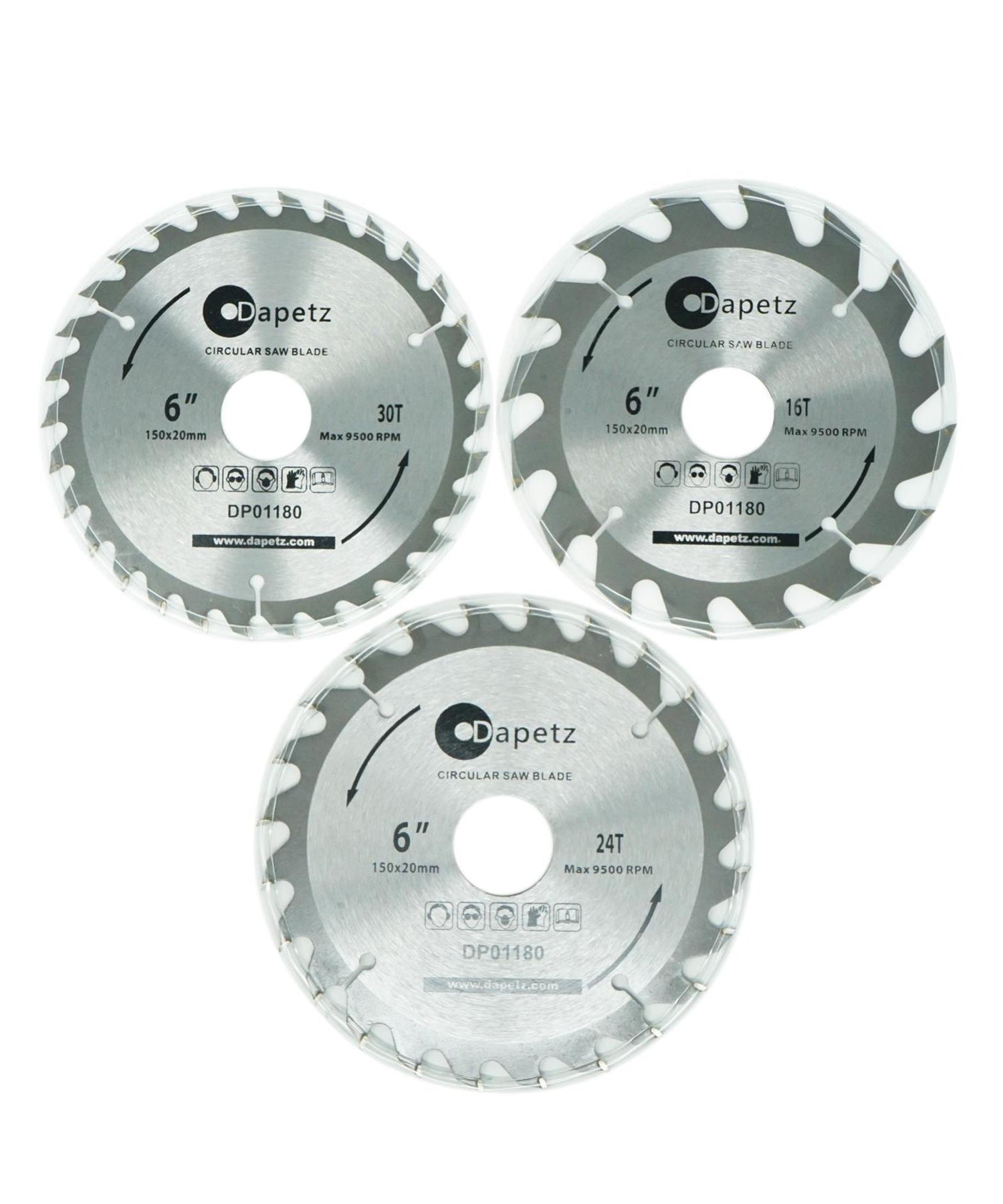 3 TCT Circular Saw Blade 150mm Diameter 30mm Bore | Mitre & Chop Saw by Dapetz