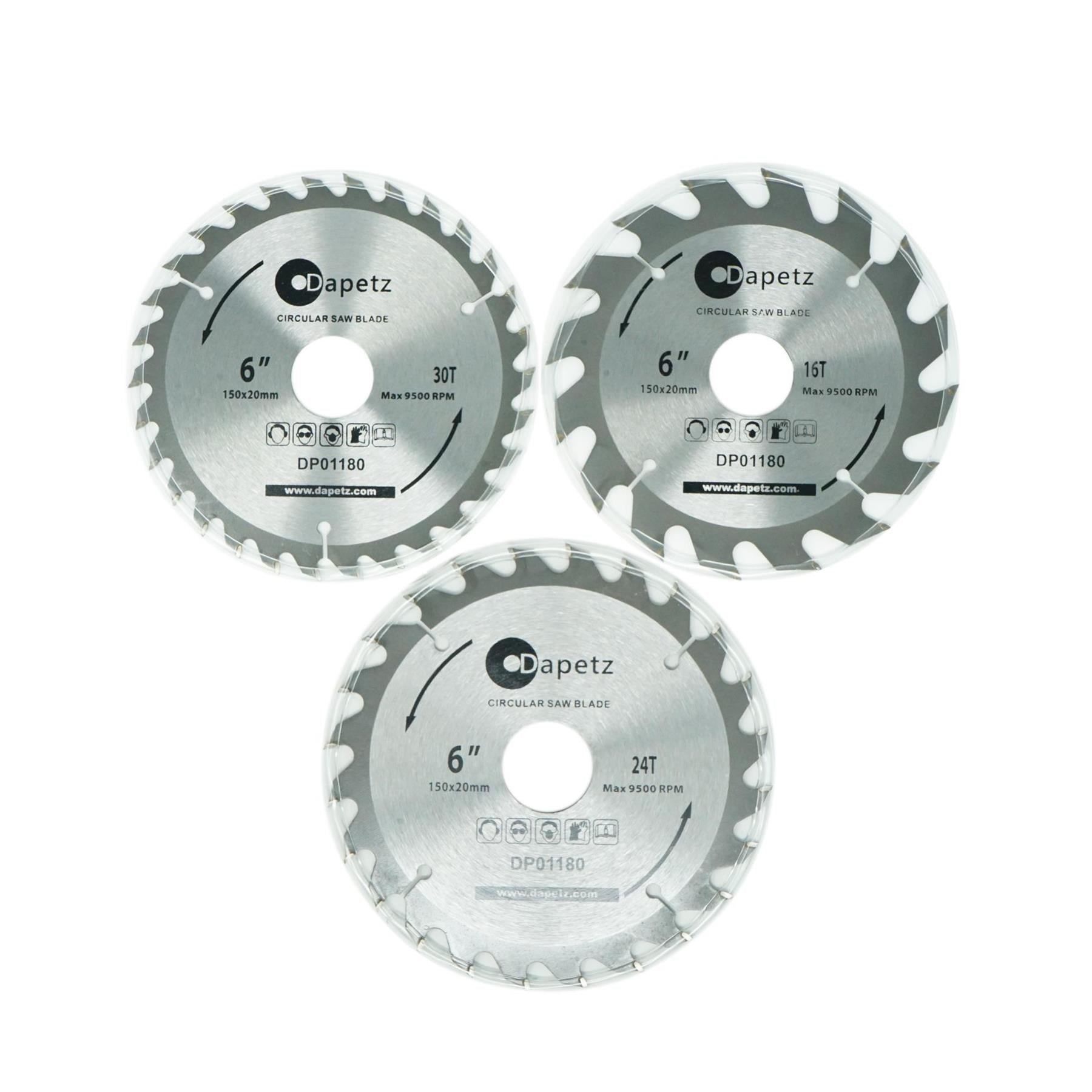 3 TCT Circular Saw Blade 150mm Diameter 30mm Bore | Mitre & Chop Saw by Dapetz