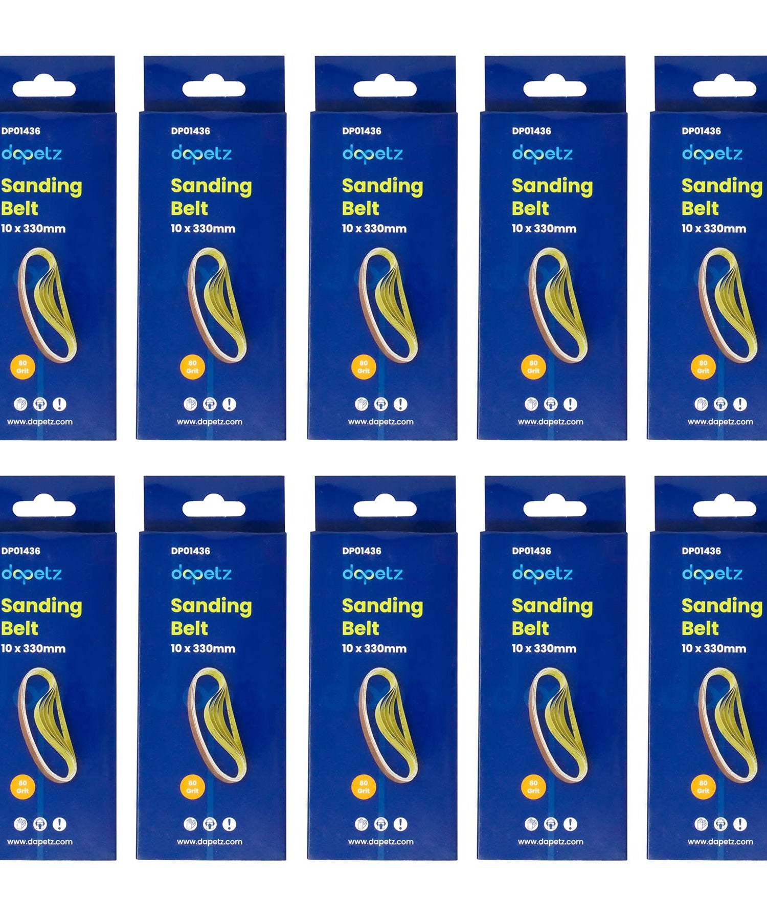 Sanding Belts 330mm x 10mm 80 Grit 50Pcs Coarse Sander Sheets Aluminum Oxide By Dapetz