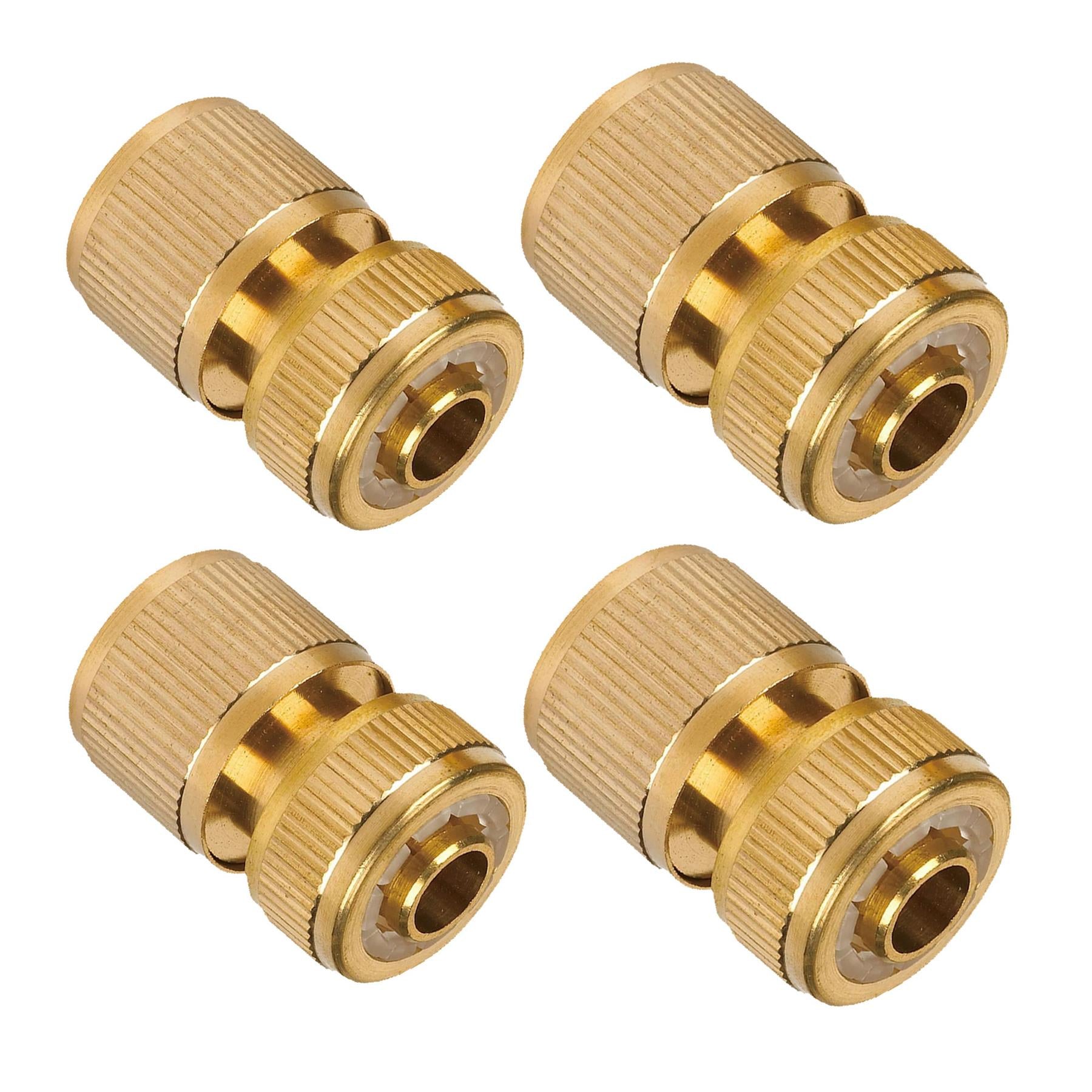 Brass Tap Connector 1/2" 3/4" Water Hose Pipe Adaptor Fitting Set Pack of 8