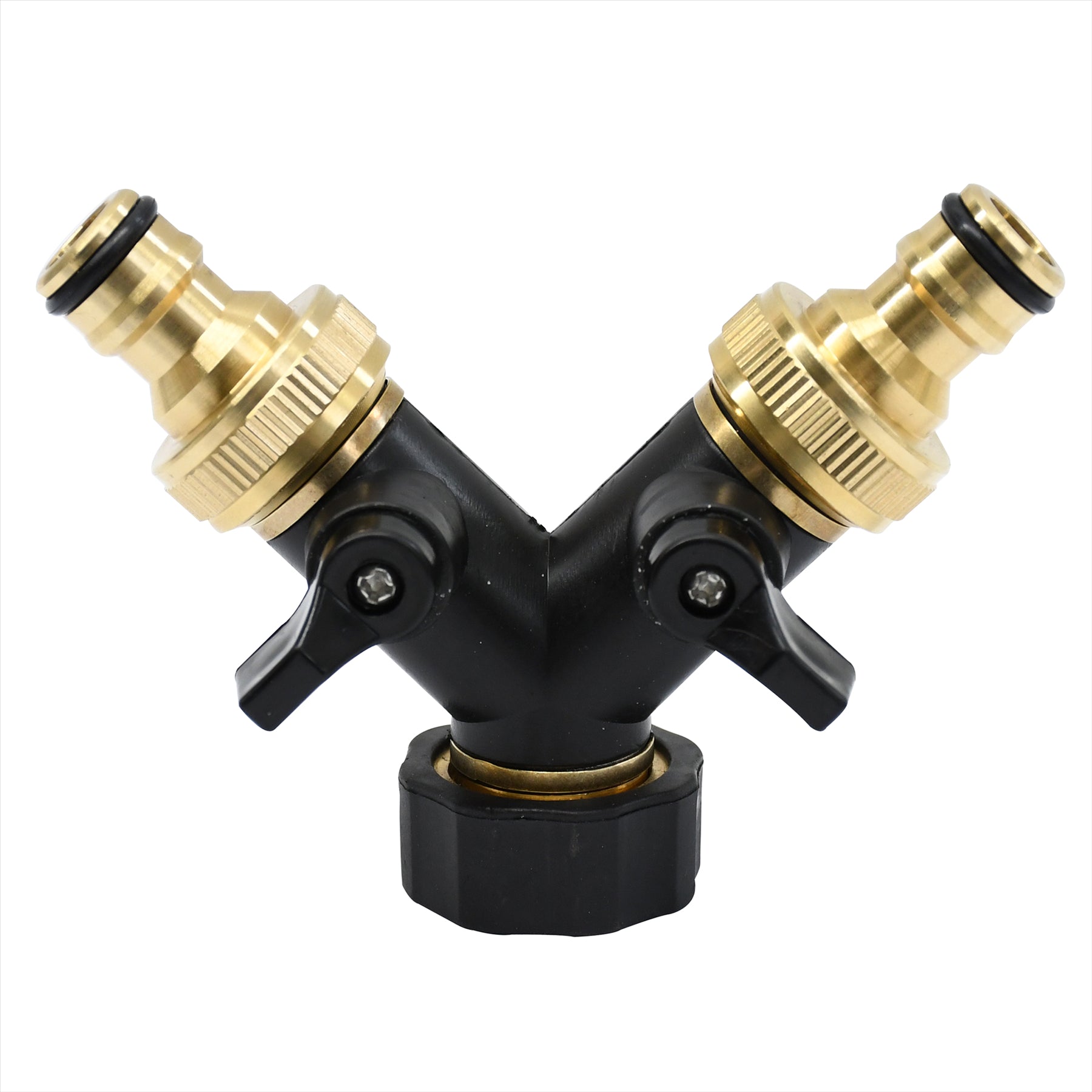 2-Way Hose Connector Splitter 3/4" Brass Double Garden Tap Adapter | Strong Metal by Dapetz