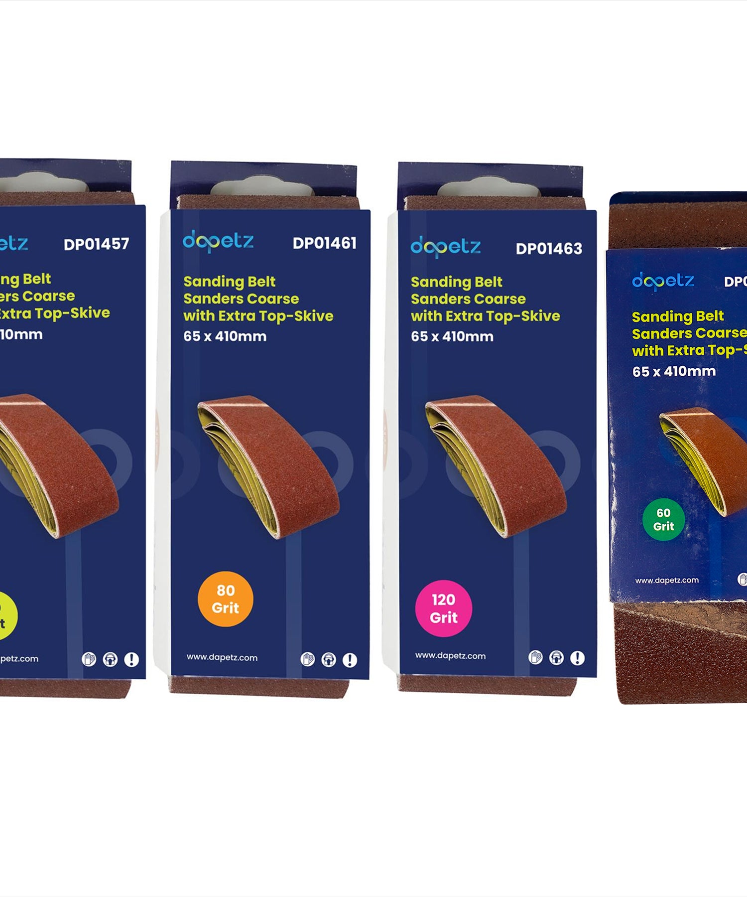 Sanding Belts 5Pcs 65 x 410mm 40/60/80/120 Grit Very Coarse Sanding Belts By Dapetz