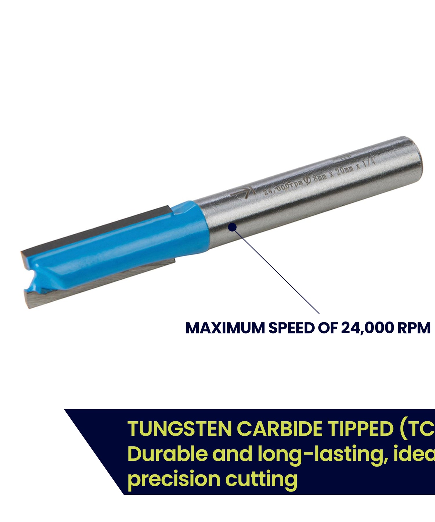 Straight 2 Flute Router Bit Cutter 1/4" Shank Carbide TCT Groove Metric 8 x 20mm