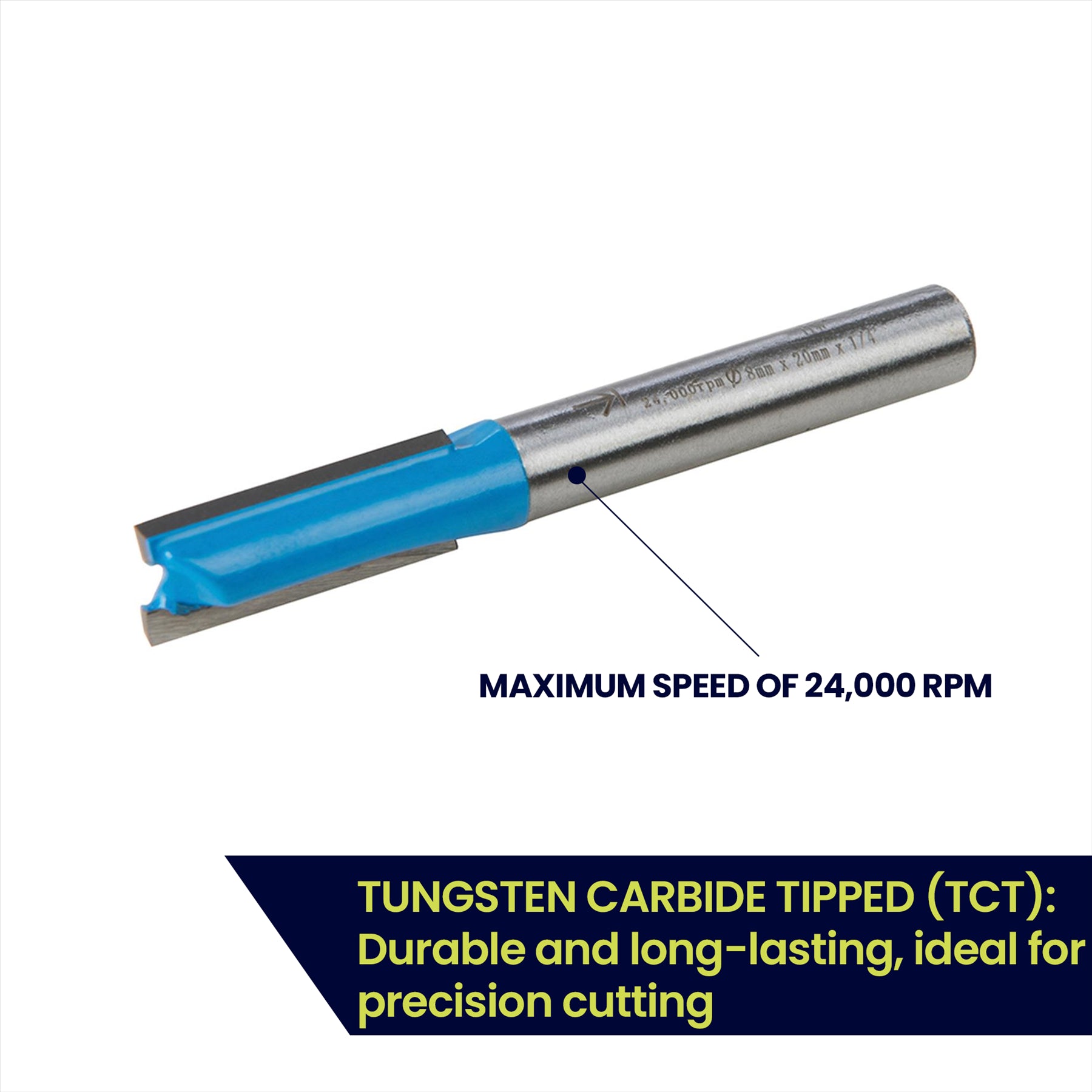 Straight 2 Flute Router Bit Cutter 1/4" Shank Carbide TCT Groove Metric 8 x 20mm
