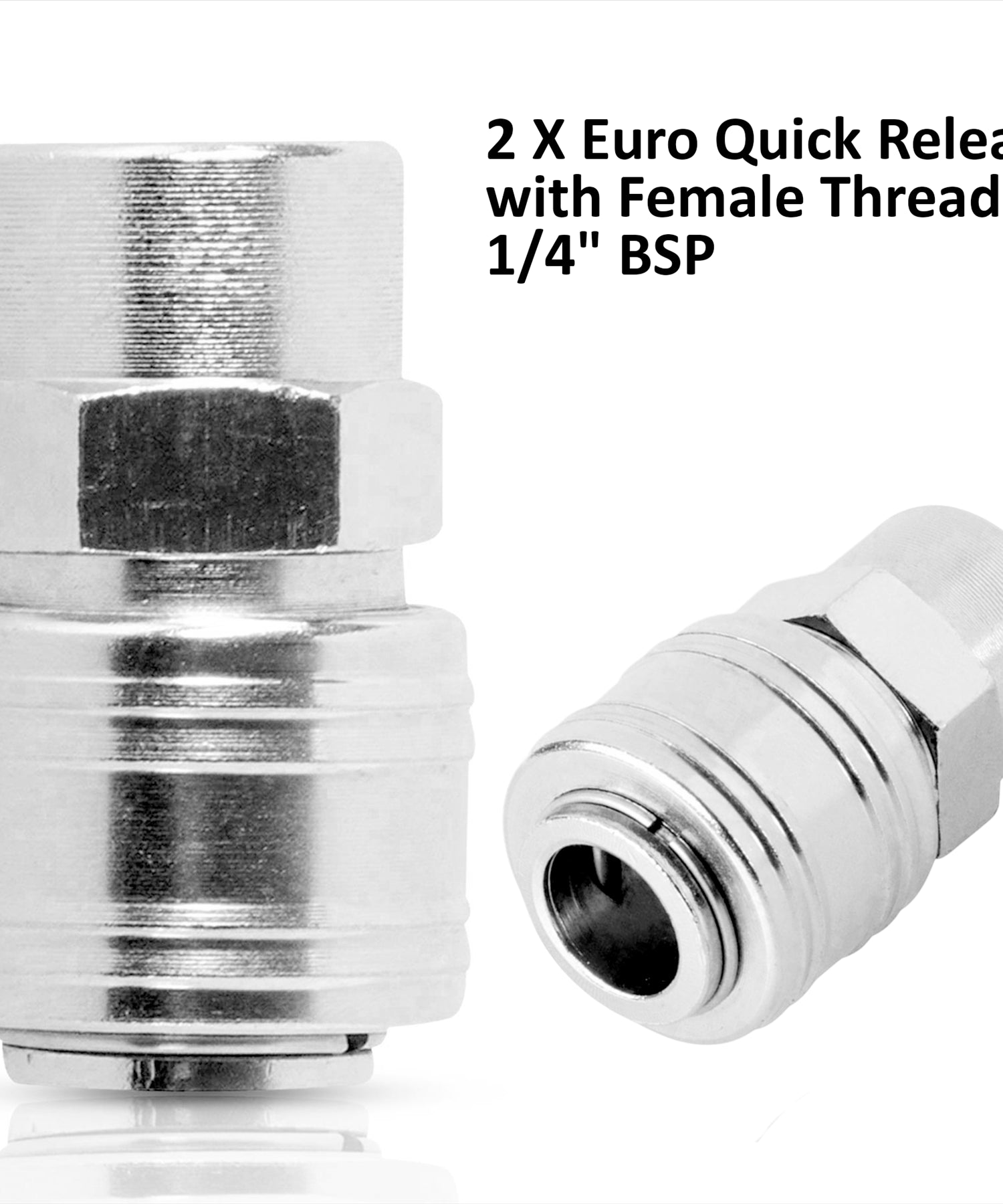 Euro Air Line Fitting Quick Release For Compressor Hose 1/4" BSP Female Thread 2PC