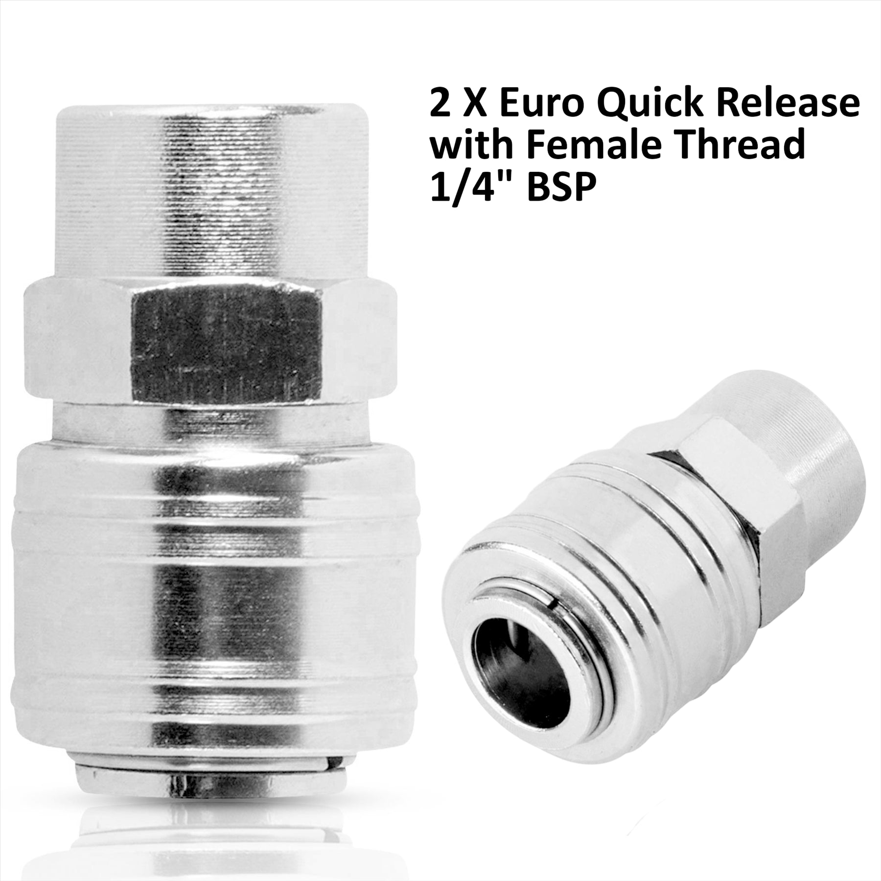 Euro Air Line Fitting Quick Release For Compressor Hose 1/4" BSP Female Thread 2PC