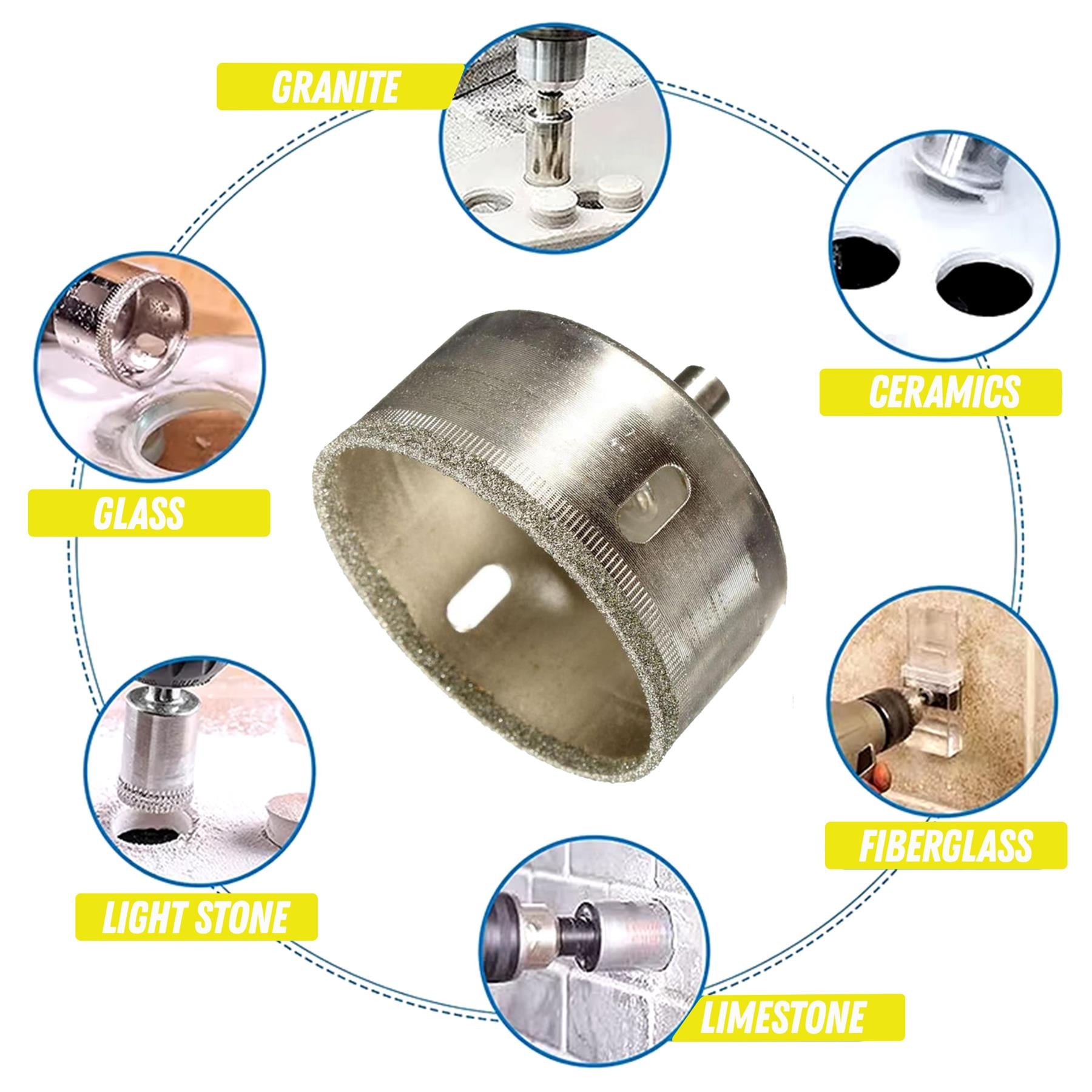 Diamond Holesaw 60mm Drill Bit Cutter Tile Ceramic Glass, By Dapetz