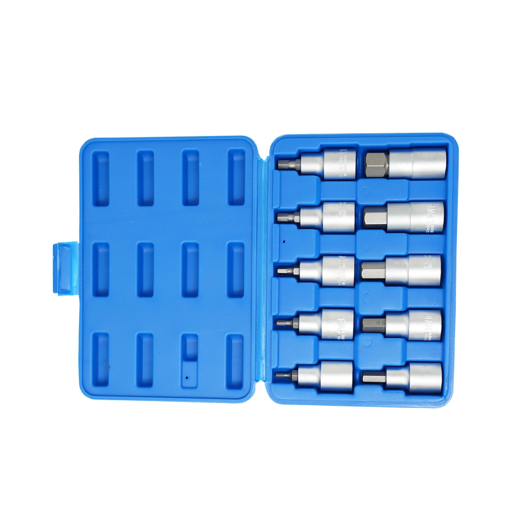 10PC Hex Allen Key Bit Socket Set 1/2" Drive, 4mm to 19mm | With Storage Case by Dapetz